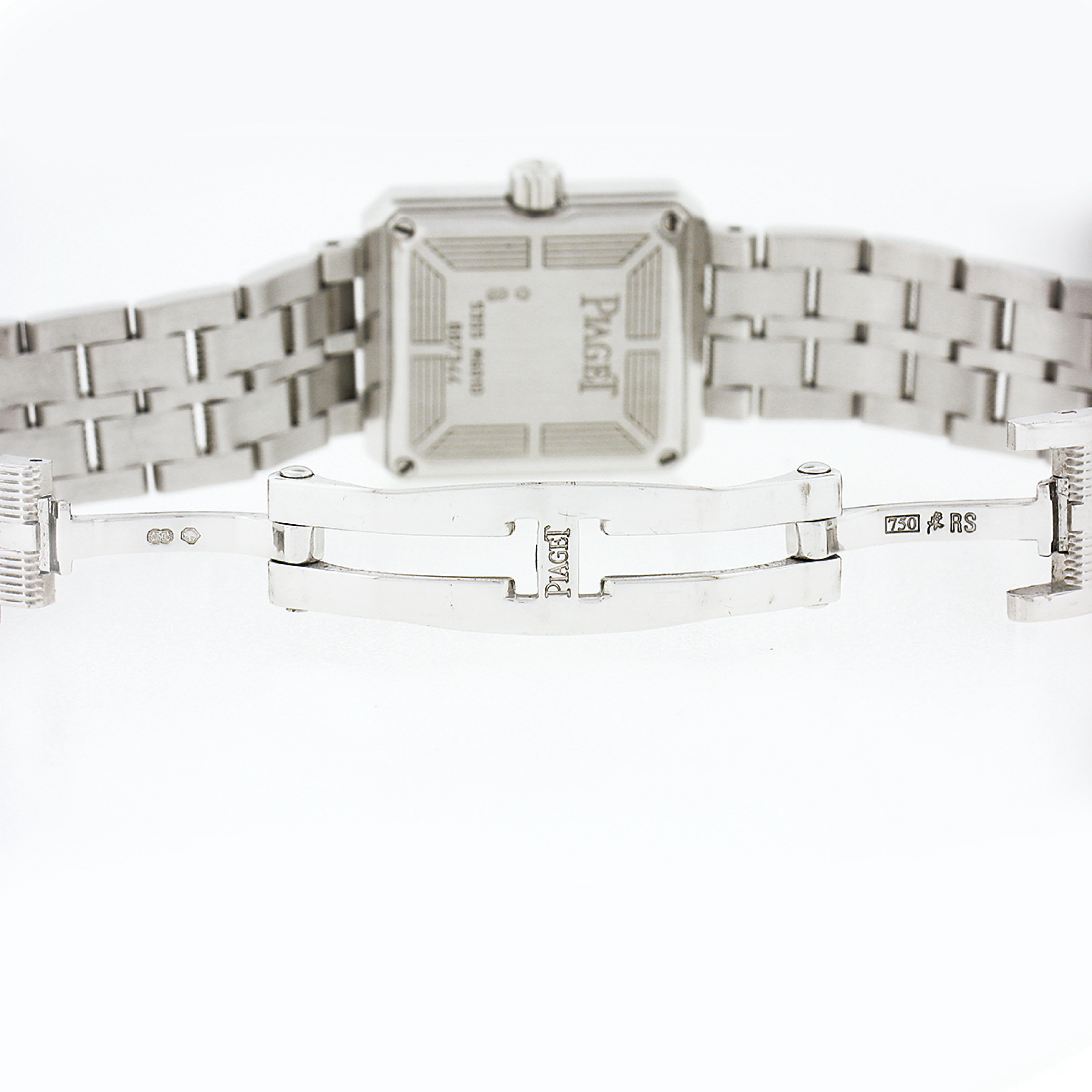 Piaget Protocole 18k White Gold Diamond Dial Bracelet Quartz Wrist Watch In Excellent Condition For Sale In Montclair, NJ