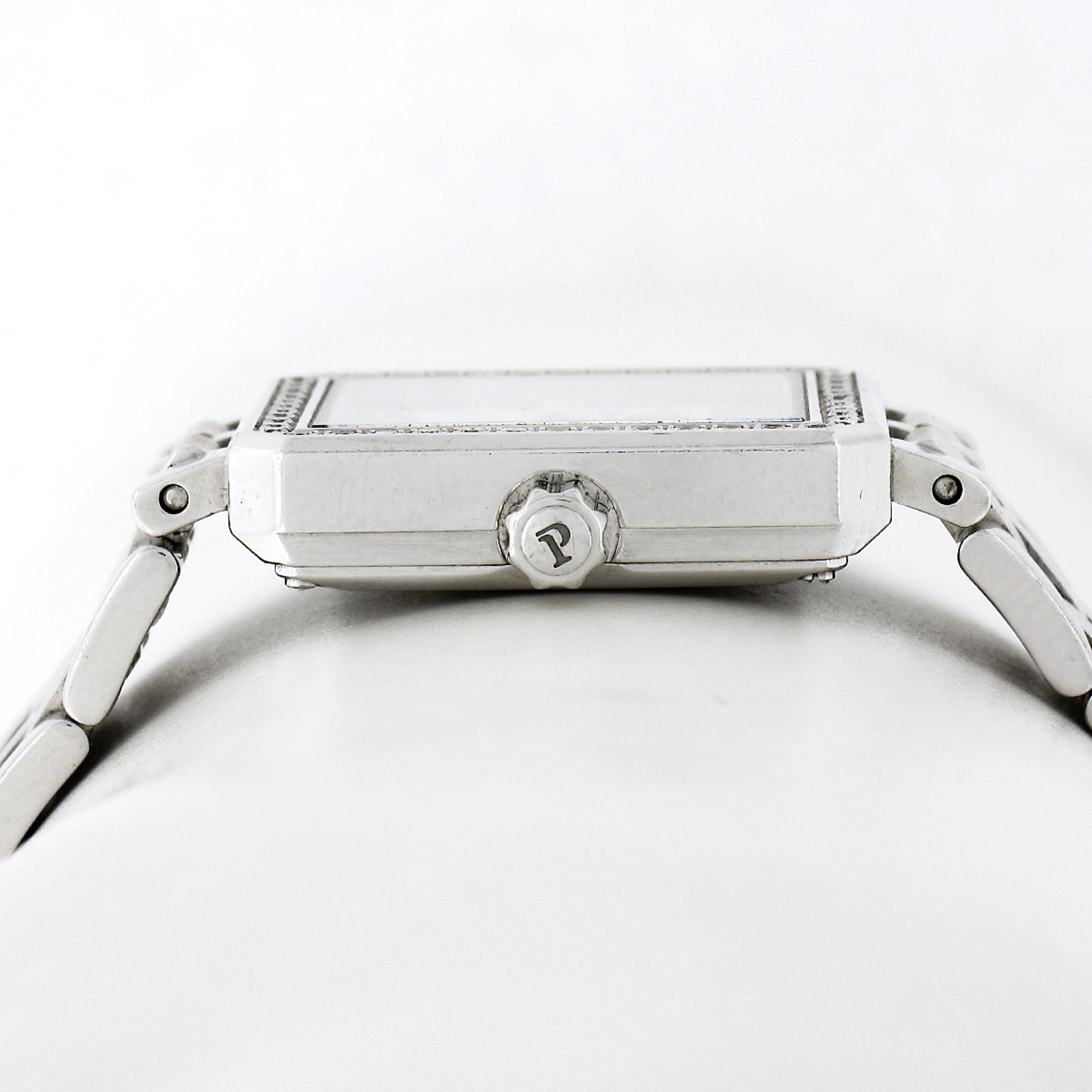 Women's Piaget Protocole 18k White Gold Diamond Dial Bracelet Quartz Wrist Watch For Sale