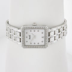 Piaget Protocole 20mm 18k Weißgold MOP Diamant-Zifferblatt-Lünette-Uhr 5355 M601D