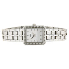 Used Piaget Protocole 20mm 18k White Gold MOP Diamond Dial Bezel Watch 5355 M601D