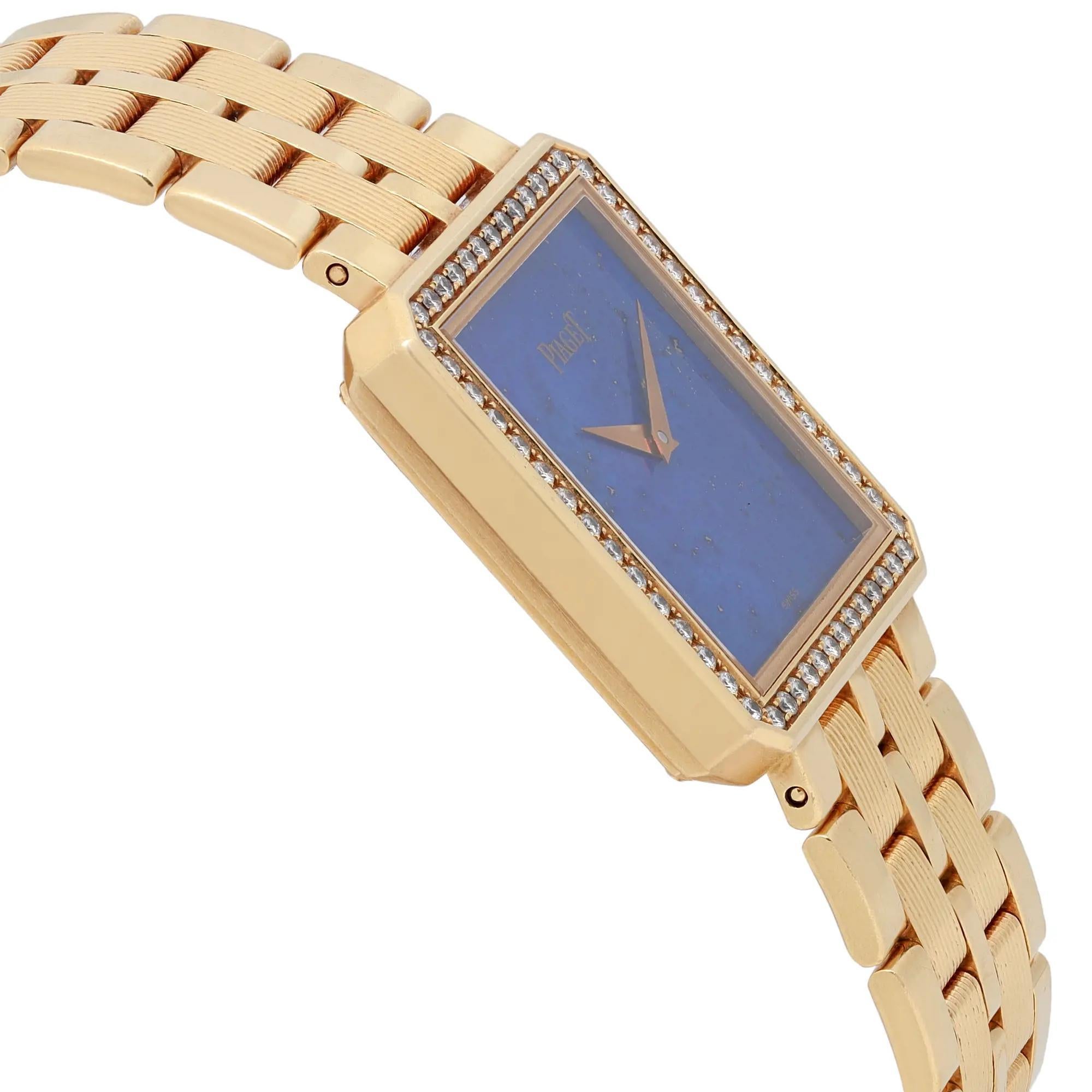Piaget Protocol 18K Yellow Gold Diamond Blue Lapis Dial Watch 50155 M601D In Good Condition In New York, NY
