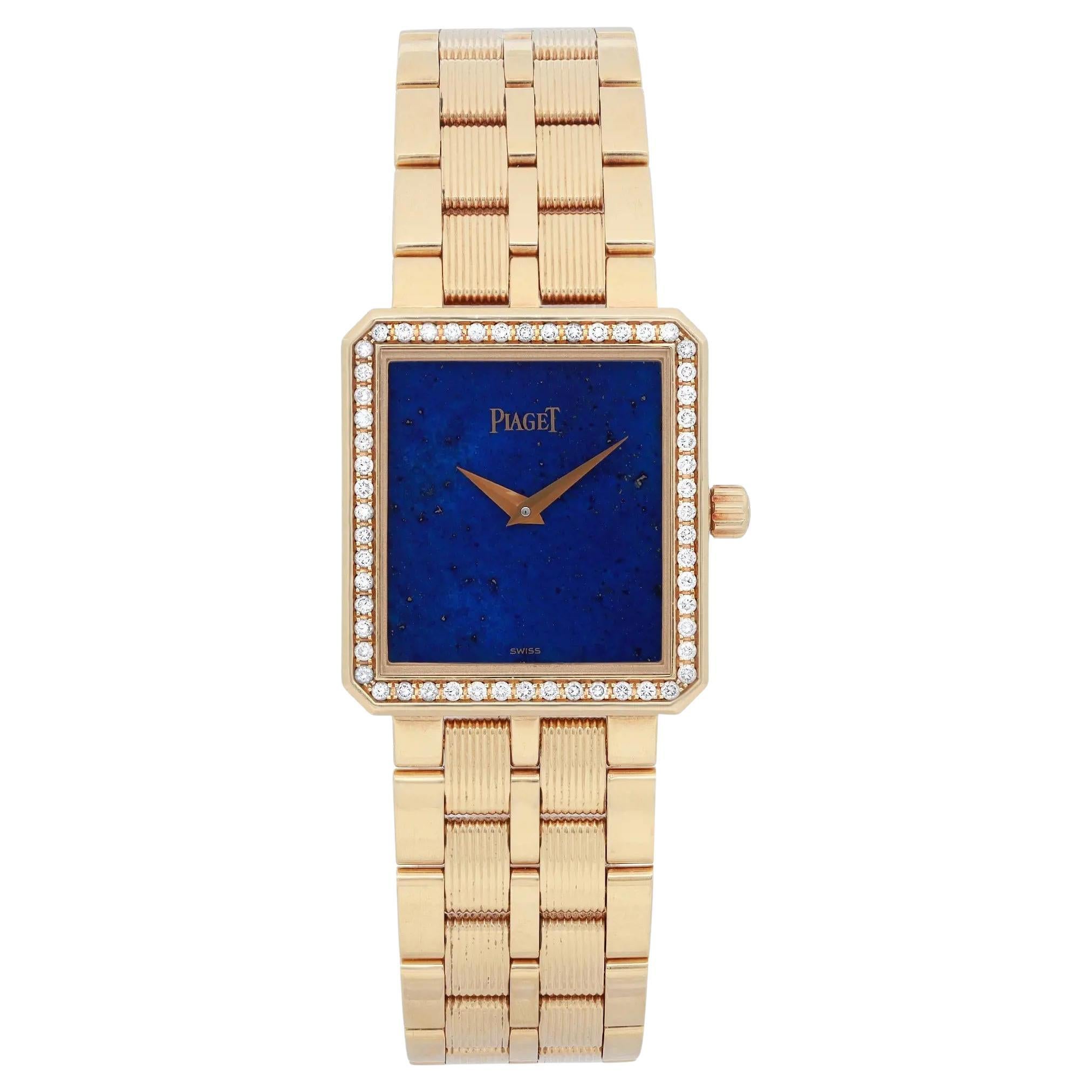 Piaget Protocol 18K Yellow Gold Diamond Blue Lapis Dial Watch 50155 M601D