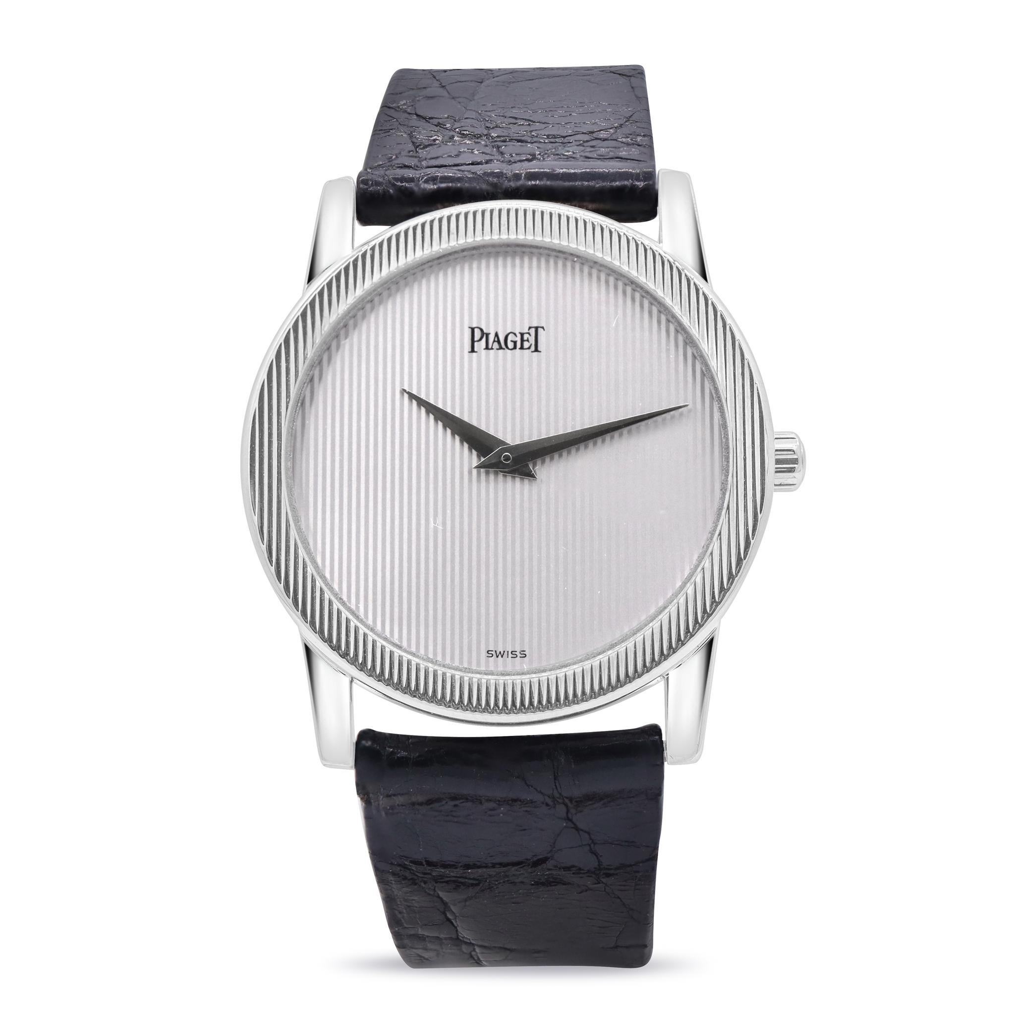 Piaget Protocole 5894 18K White Gold Quartz 31mm watch
For more details leave us a message

Model                 
Protocole
Reference Number
5894
Gender
Unisex
Metal
18K White Gold
Case Size
31 mm
Wrist Size
This watch will currently fit a wrist up
