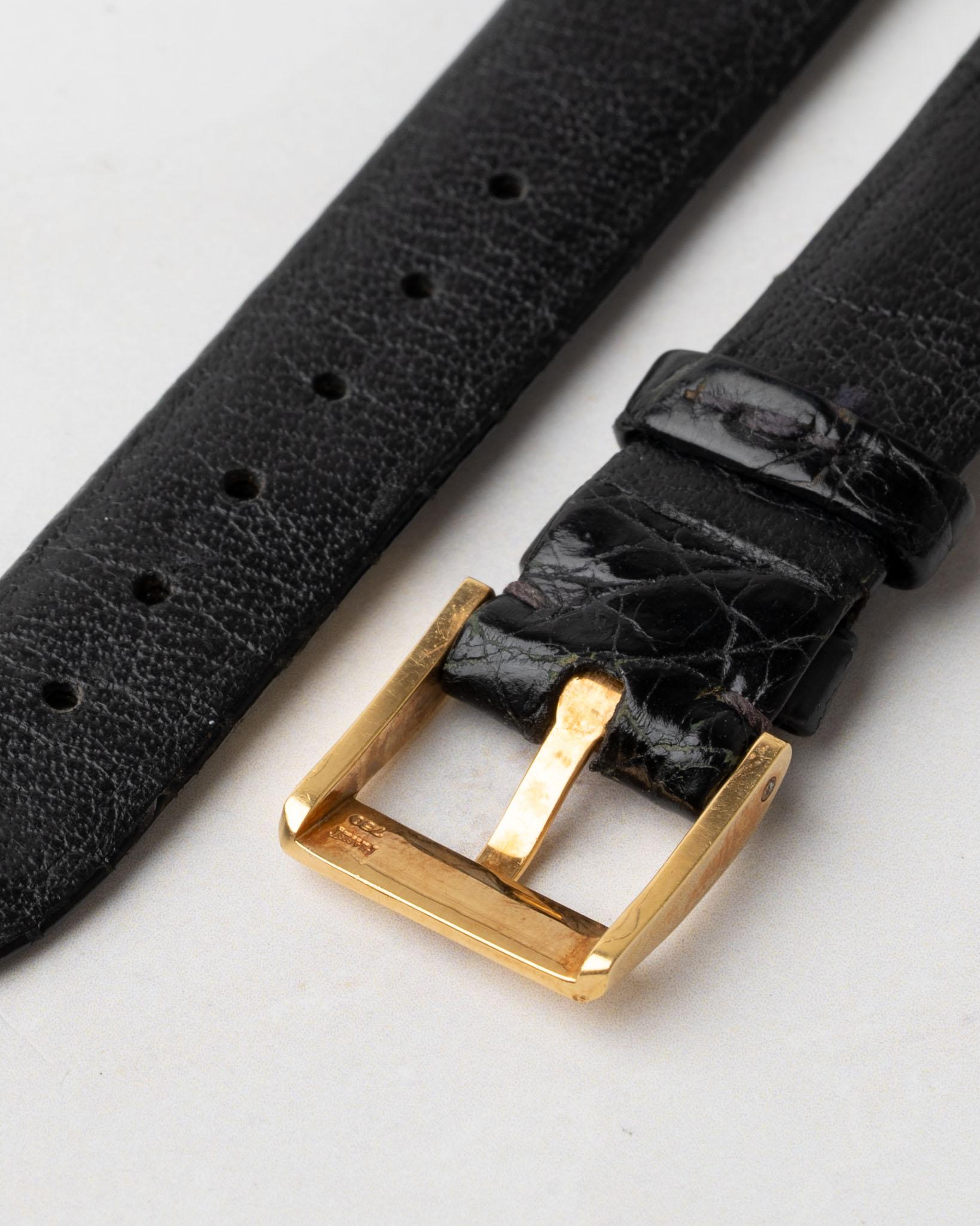 Piaget Protocole 83545 Ladies Pave Diamonds and Ruby Dial 18k YG 1980s en vente 1