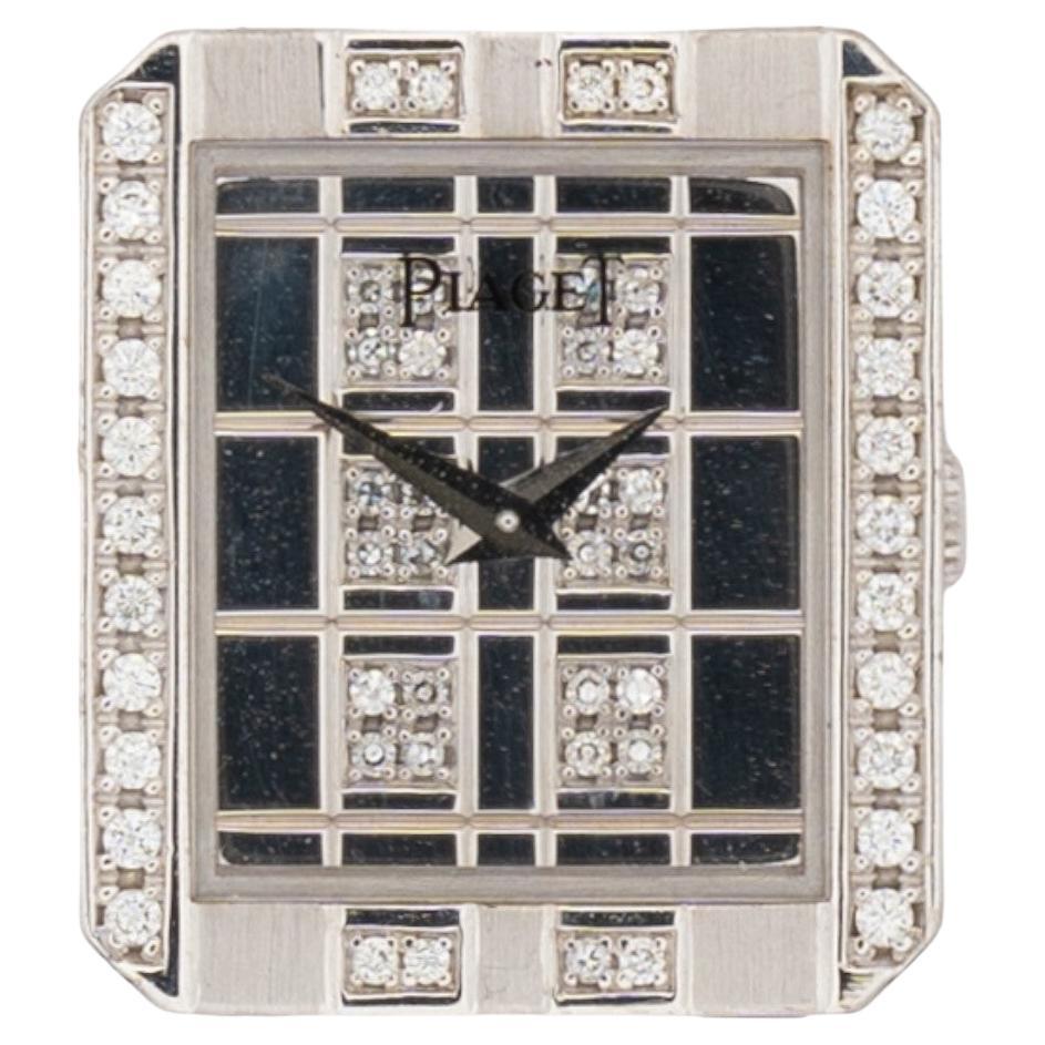 Piaget Protocole 83552 Pave Diamond Grid Ladies 18k WG 1980s en vente