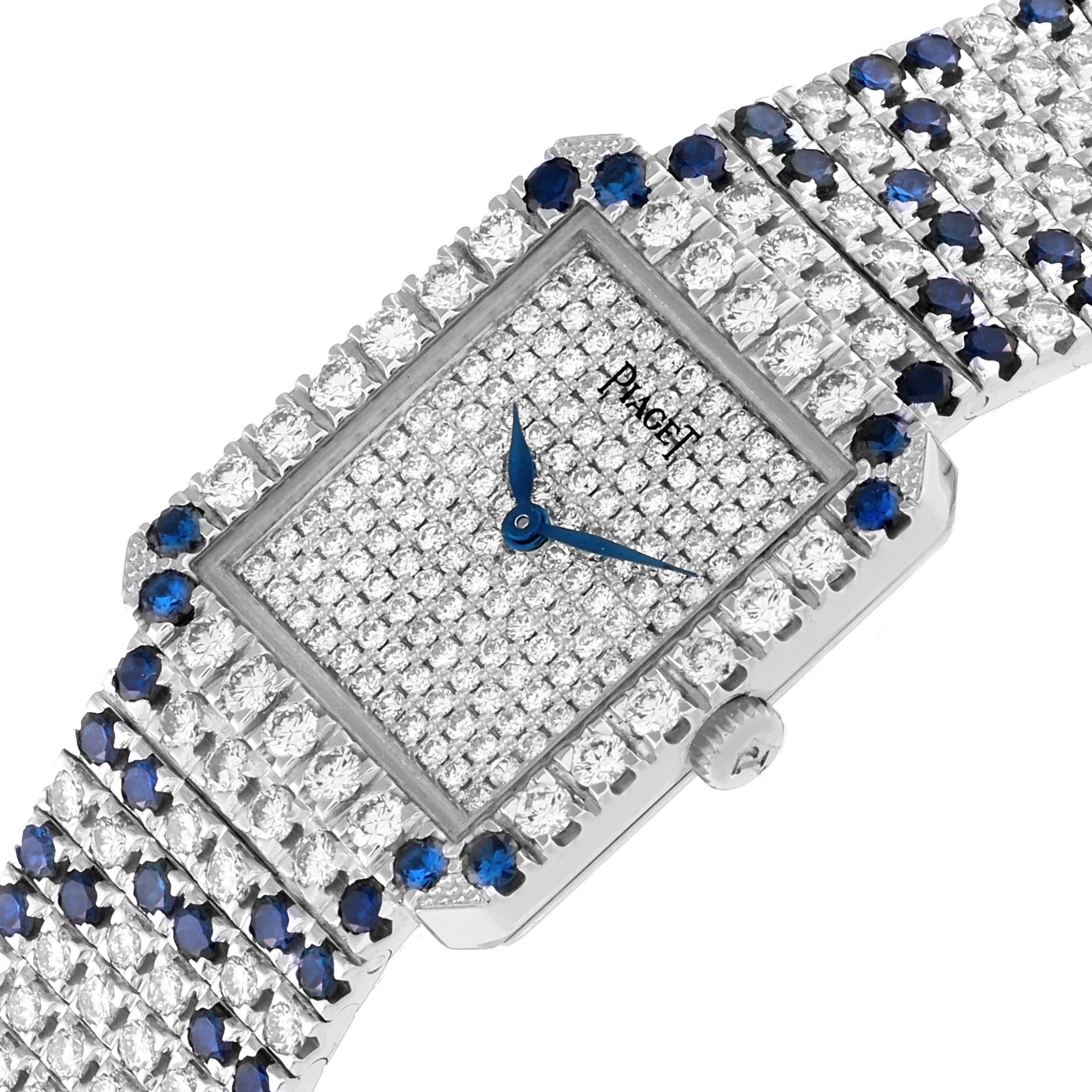 Piaget Protocole Exceptional White Gold Pave Diamond Sapphire Ladies Watch 83541 For Sale 1