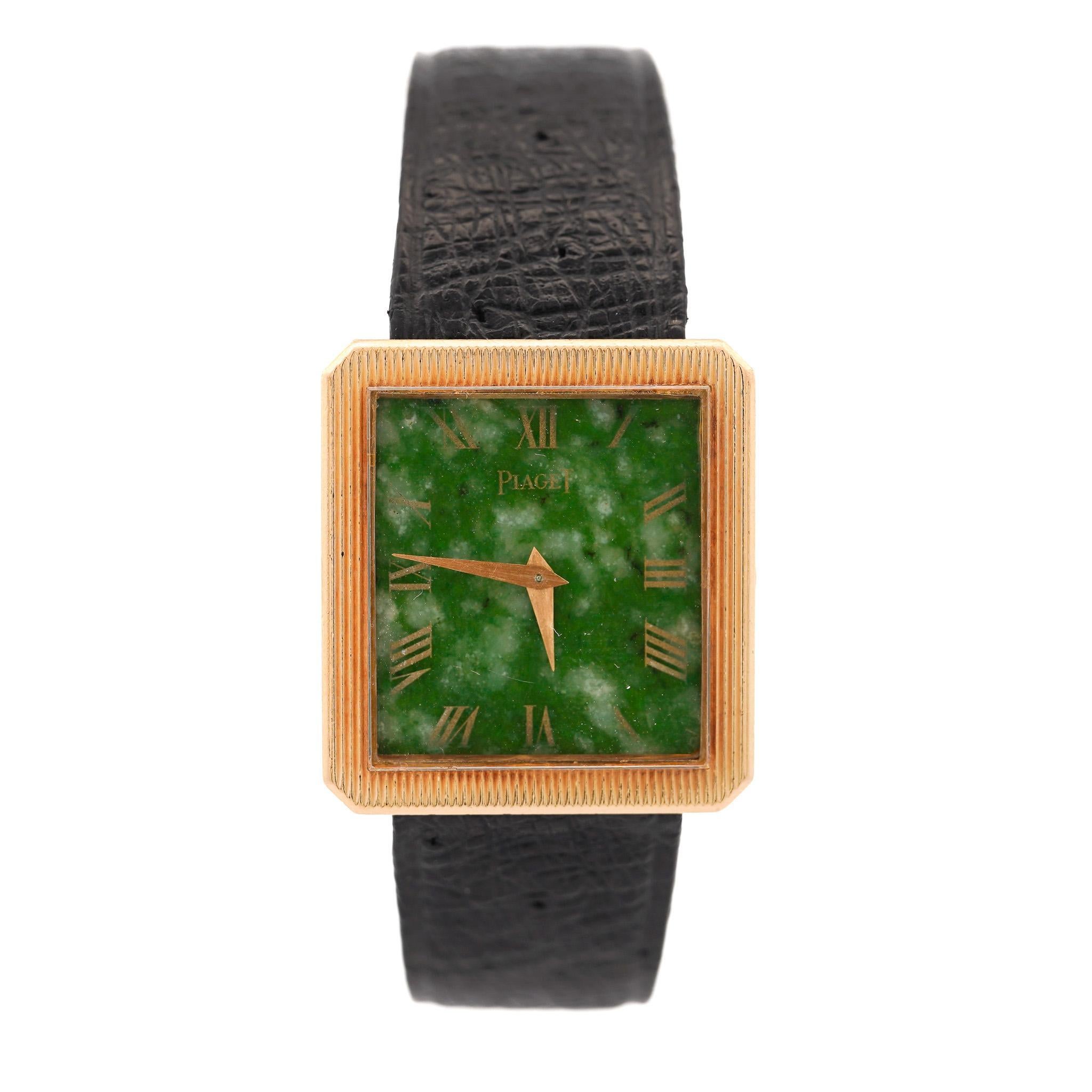Piaget Protocole Jade Dial 18K Gold 25mm Vintage Watch en vente