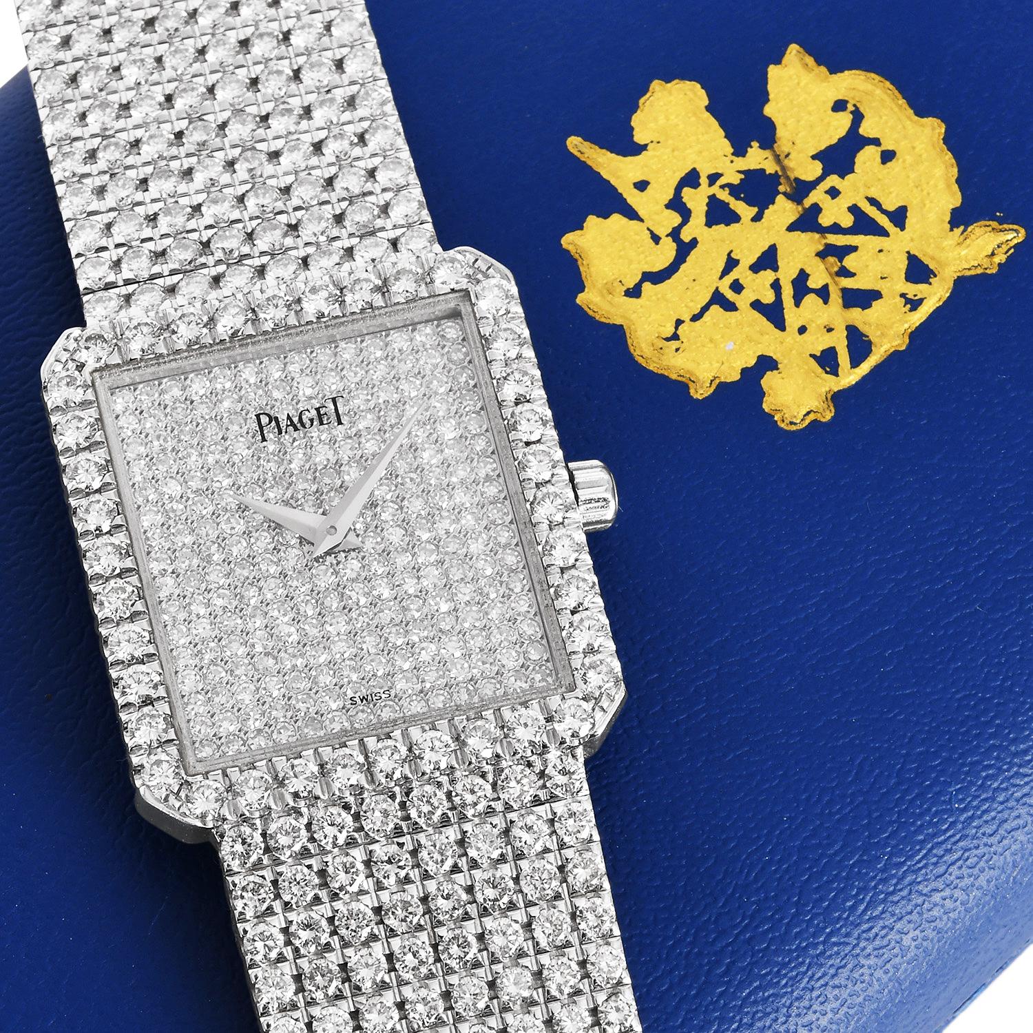 Piaget Protocole Ref. 9154 Diamond Set 18K White Gold Luxury Watch In Excellent Condition For Sale In Miami, FL