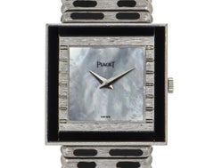Piaget Rare Gents 18k White Gold White Mother of Pearl Dial Onyx Set 9200 C 426