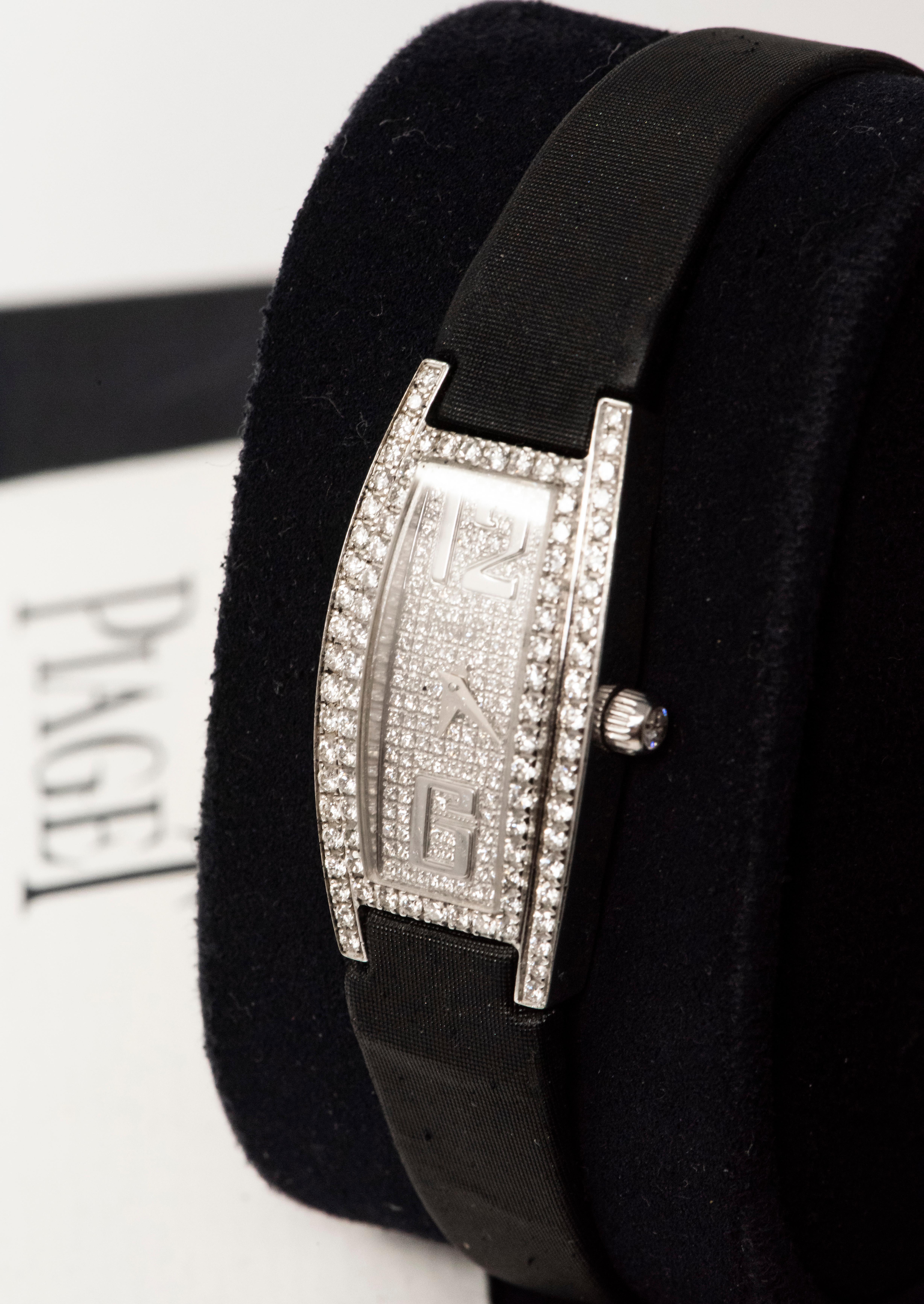 Contemporary Piaget Rare Limelight 18 Karat White Gold Diamond Set Factory Wristwatch