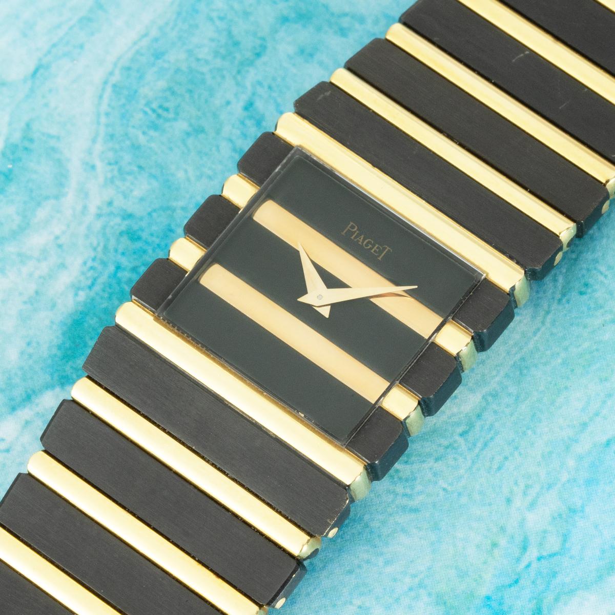 A rare Piaget Polo Bumblebee reference 7131C701, crafted from factory PVD-coated gold, available now at our Showroom in London.

Instantly recognizable for its iconic integrated bracelet design, this distinctive piece features a seamless blend of