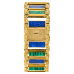 Piaget Rare Yellow Gold Lapis Lazuli & Malachite Set Vintage Watch