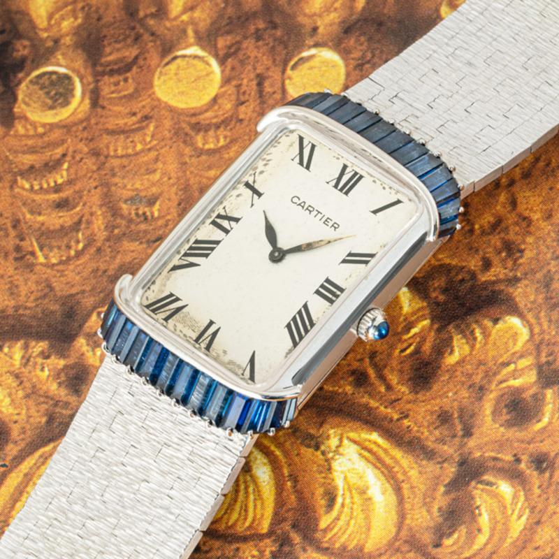 Piaget Retailed by Cartier Sapphire Vintage Ladies Wristwatch In Excellent Condition In London, GB