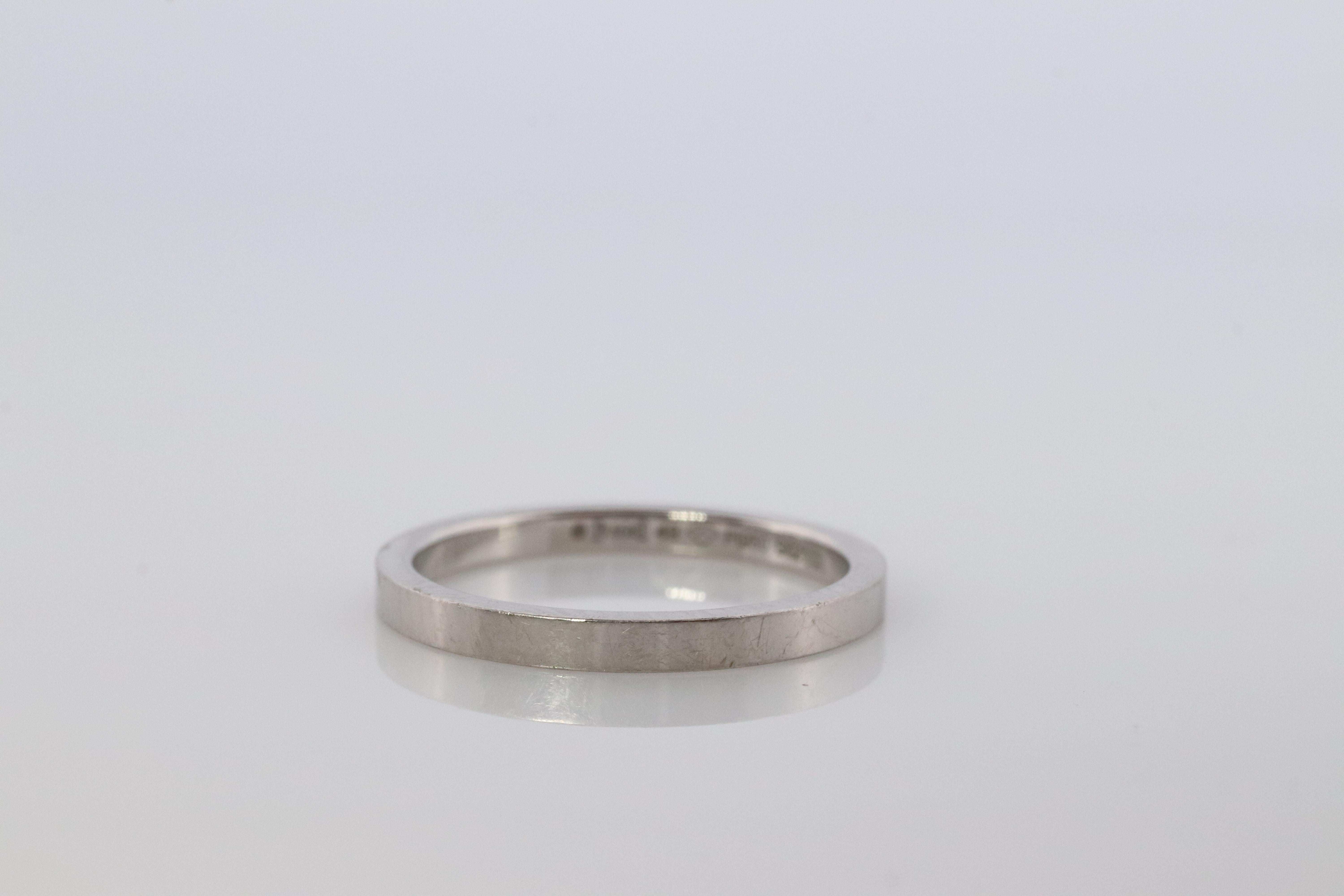 Piaget Ring. Genuine PIAGET PT950 Platinum Square Wedding Band. In Good Condition For Sale In Port Charlotte, FL
