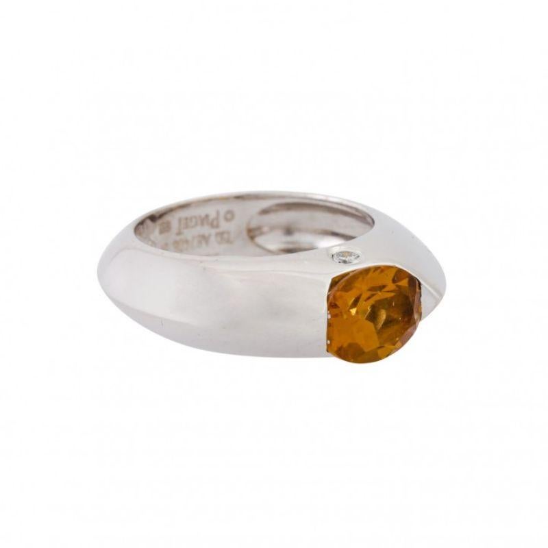PIAGET ring with citrine, approx. 1.2 ct, signs of wear, brilliant approx. 0.04 ct, good color and clarity, WG 18K, 12.7 g, RW: 54, 20th century, slight signs of wear.

Ring with citrine approx. 1.2 ct, signs of wear, with brilliant-cut diamond