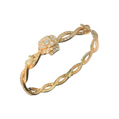 Piaget Rose Collection 18K Rose Gold Diamond Engraved Rose Flower Bracelet
