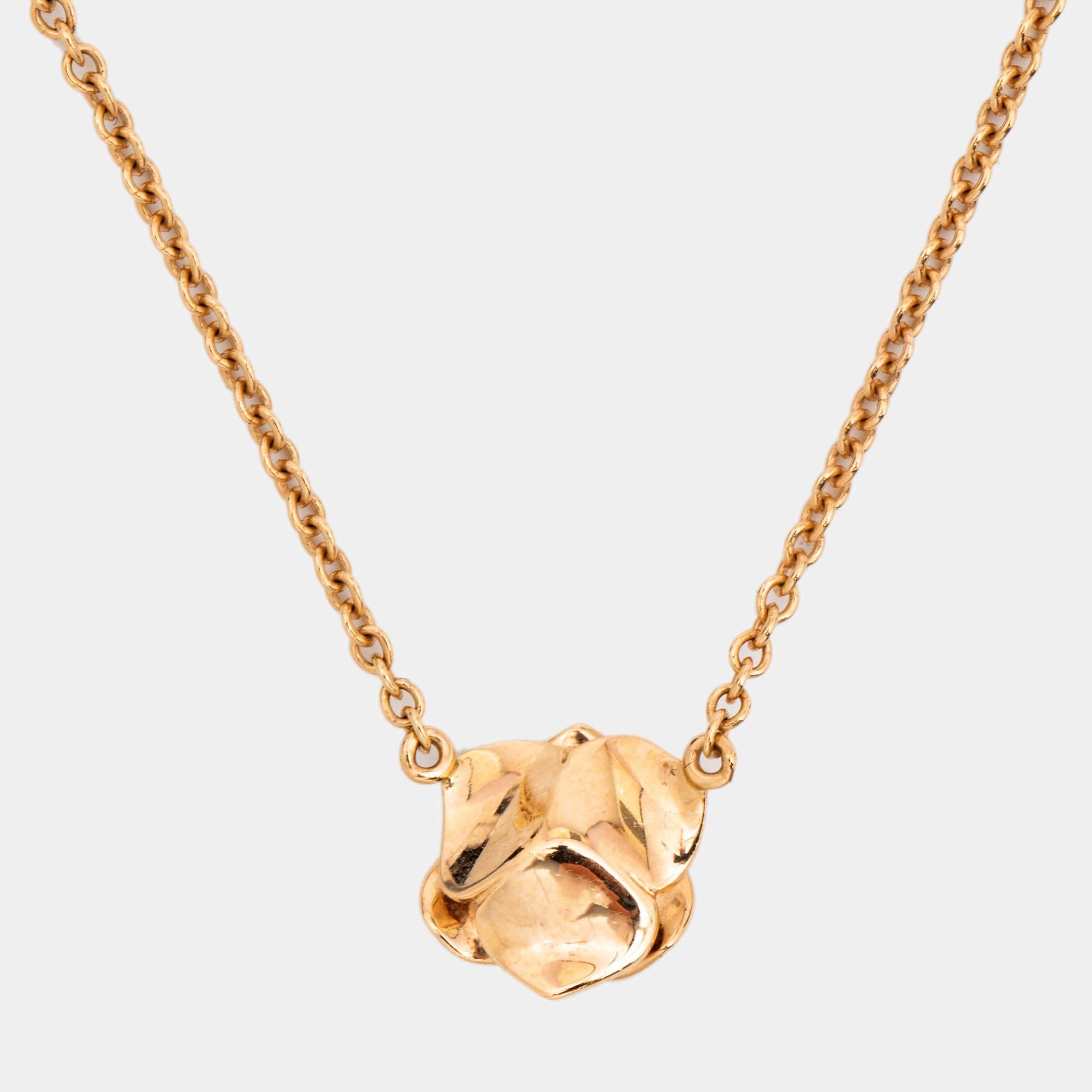 Rose Cut Piaget Rose Diamond 18k Rose Gold Necklace