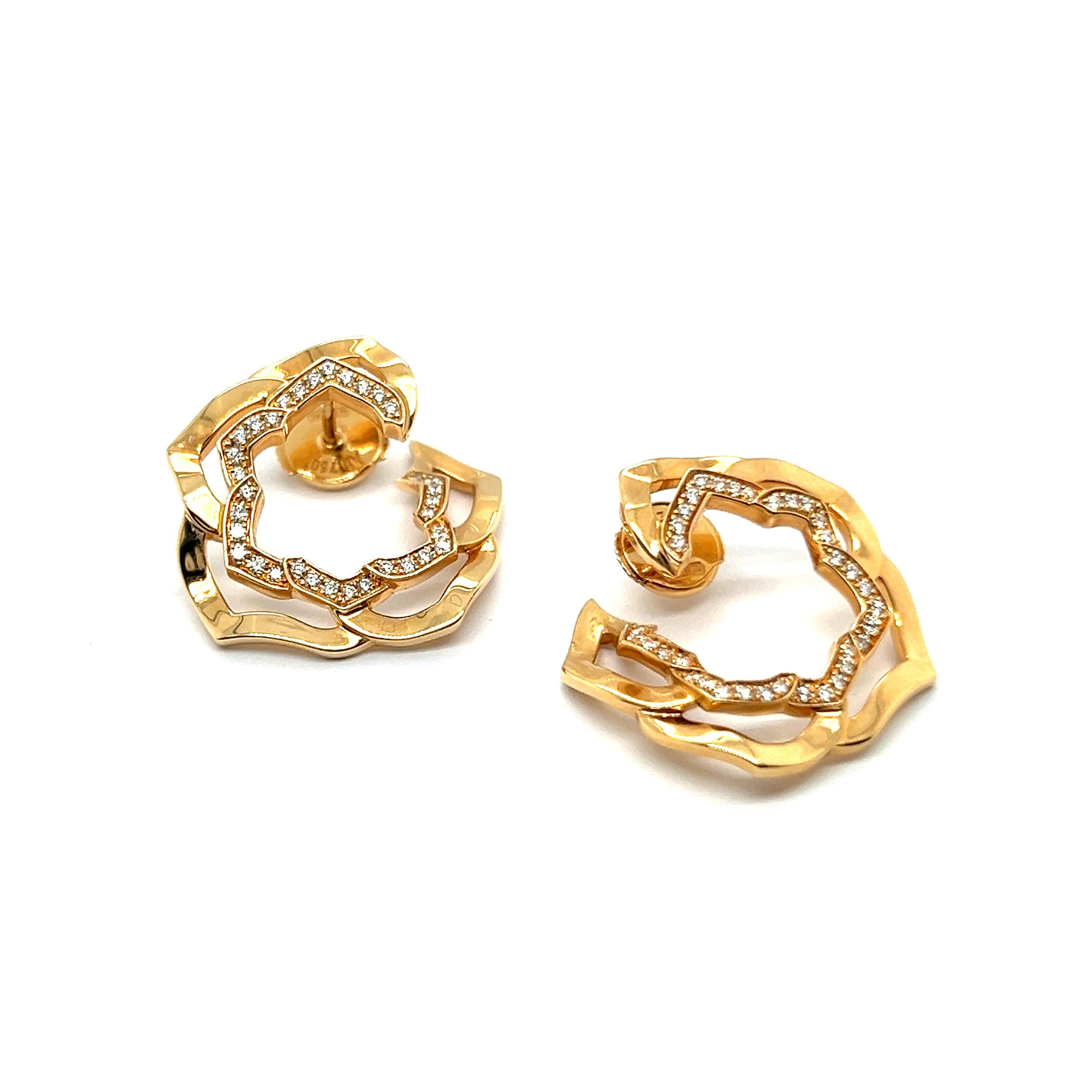 Orecchini Piaget Rose con diamanti in oro rosso 18 carati in vendita 4