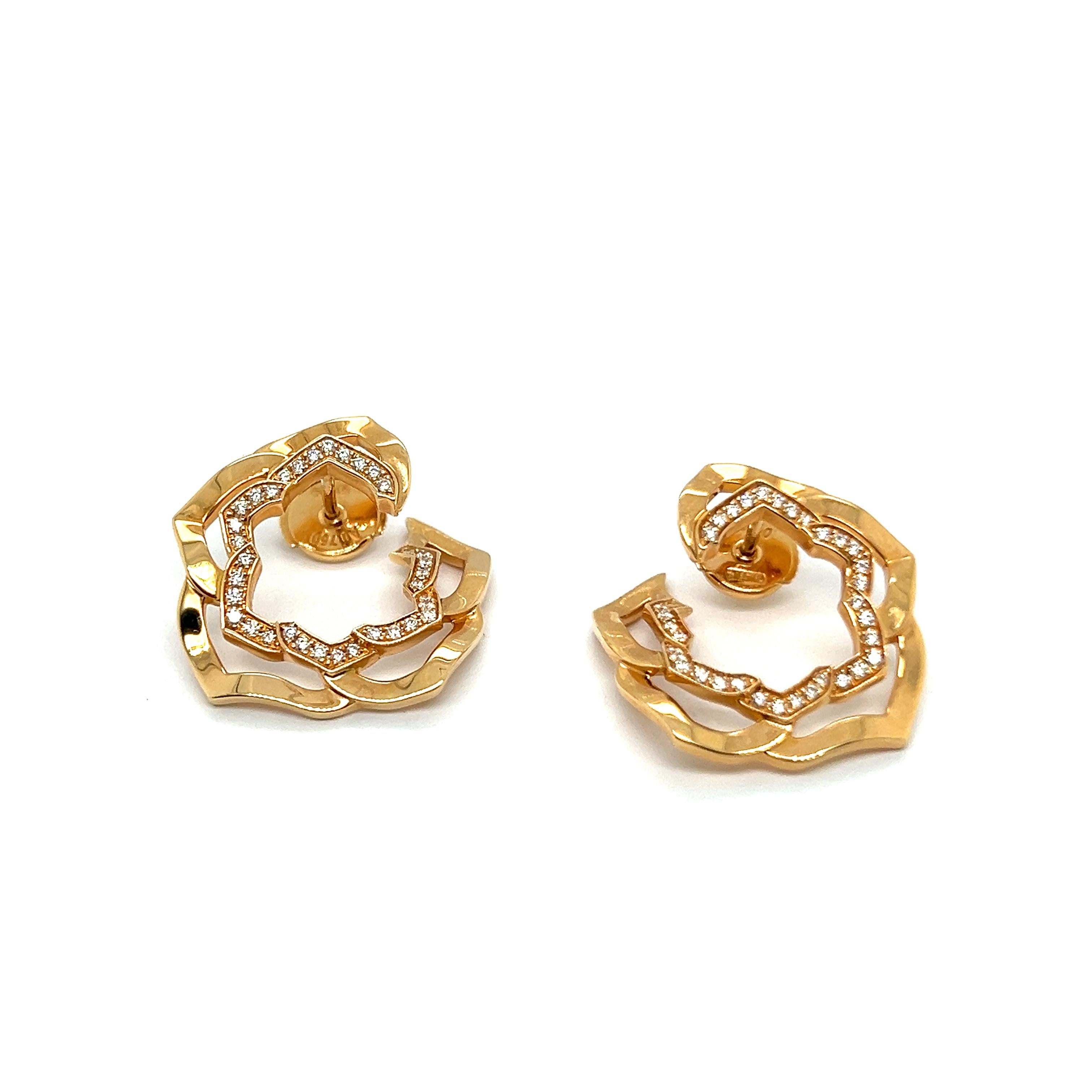 Orecchini Piaget Rose con diamanti in oro rosso 18 carati in vendita 6