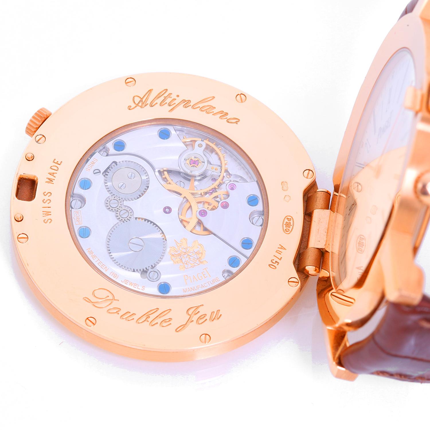 Men's Piaget Rose Gold Altiplano Double Jeu mechanical Wristwatch Ref GOA3515