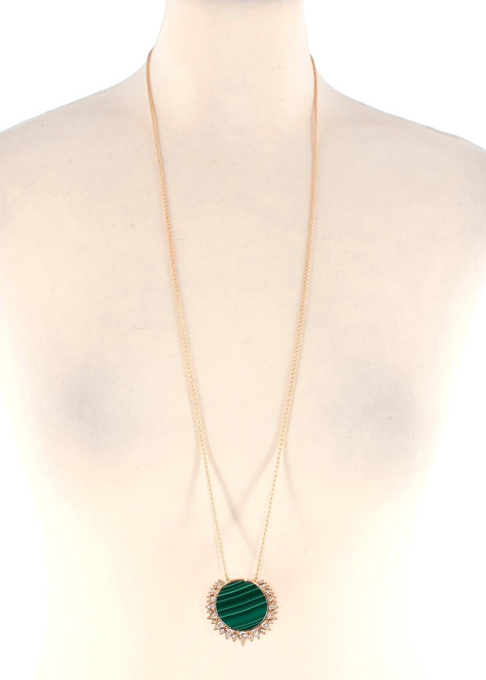 Piaget Rose Gold, Diamond & Malachite Sunlight Pendant Necklace For Sale 1