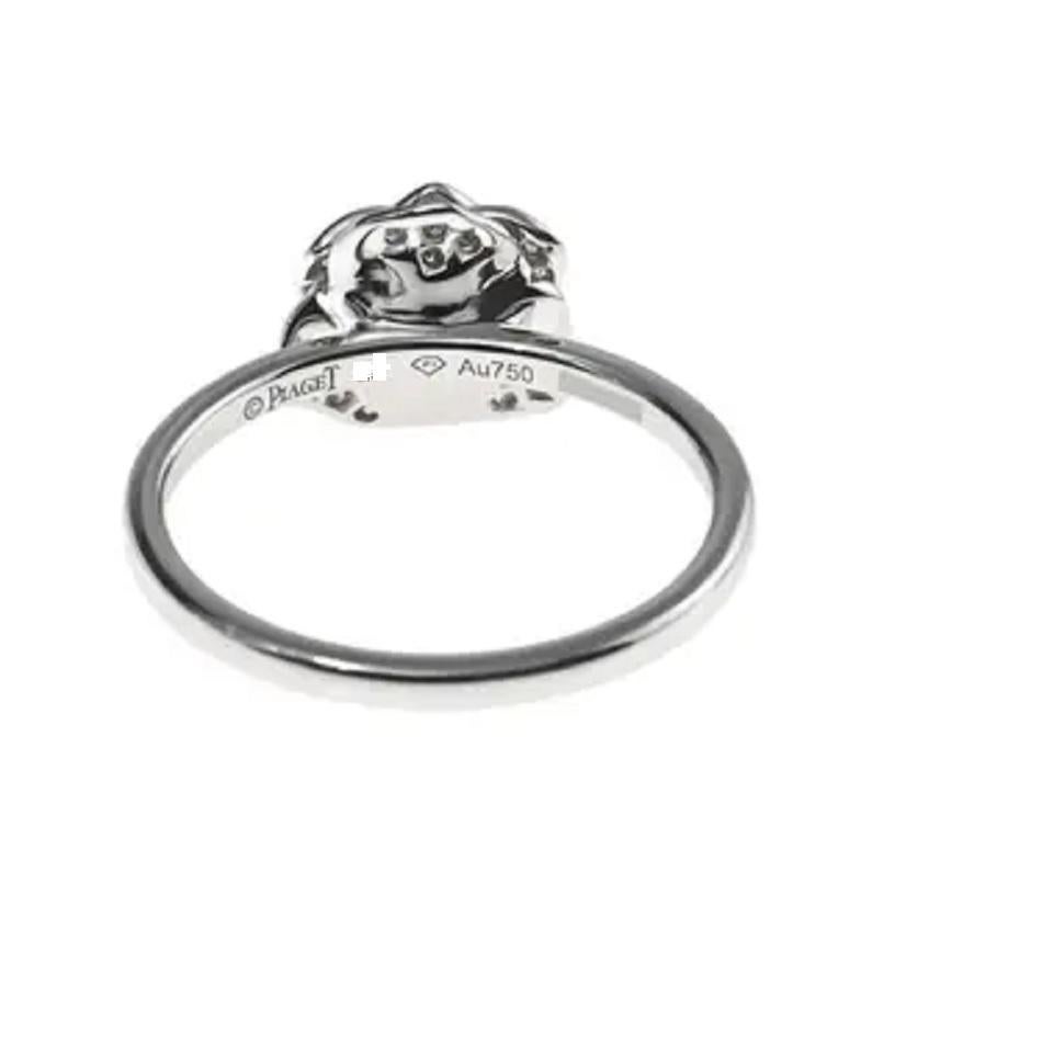 Piaget Rose Ring in Rhodium

Material 18K White Gold

Diamonds Approximately 0.22ct 

Stone Cut Brilliant 

Rose Diameter 9.8 mm

Rose Height 5.5 mm  

Ring Size 7

Ring Weight 4.1gr 

Condition New, never worn 