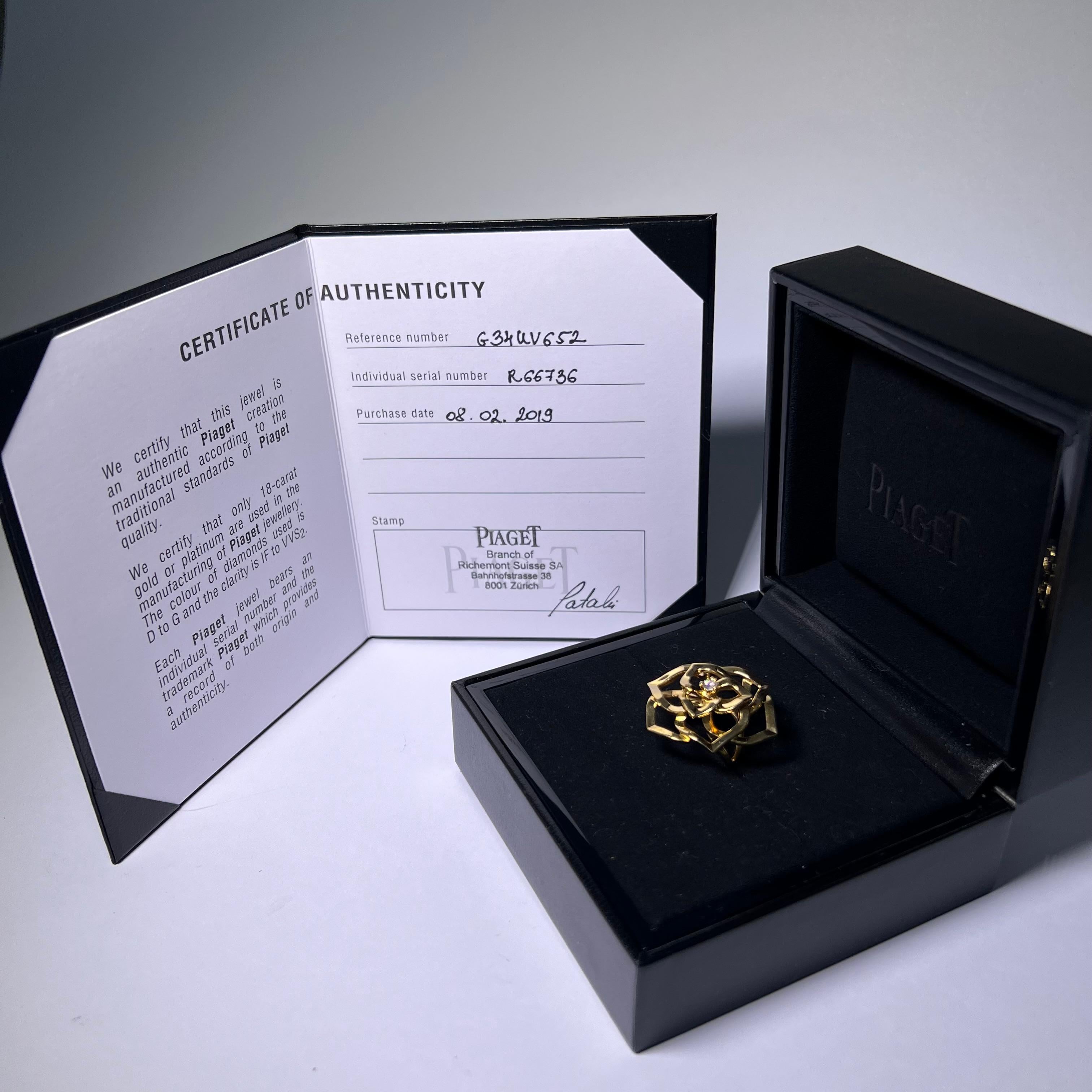 Piaget Rose Ring with Diamonds in 18 Karat Red Gold For Sale 1