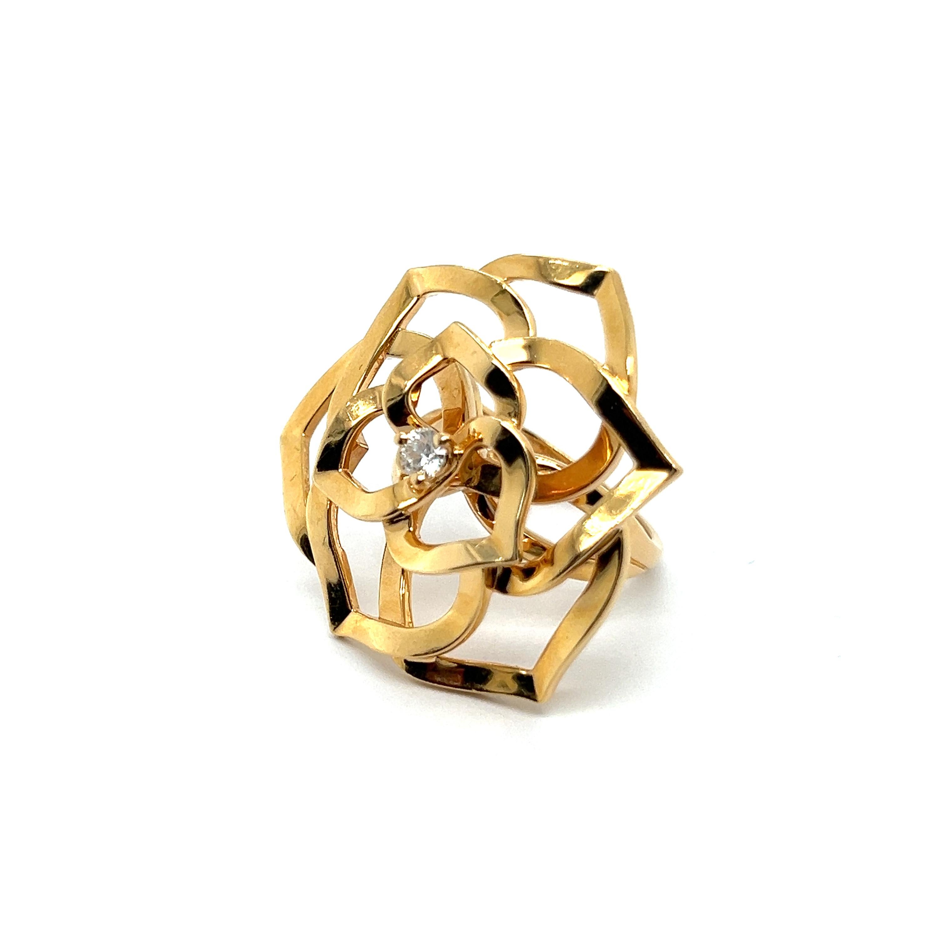 Piaget Rose Ring with Diamonds in 18 Karat Red Gold For Sale 3