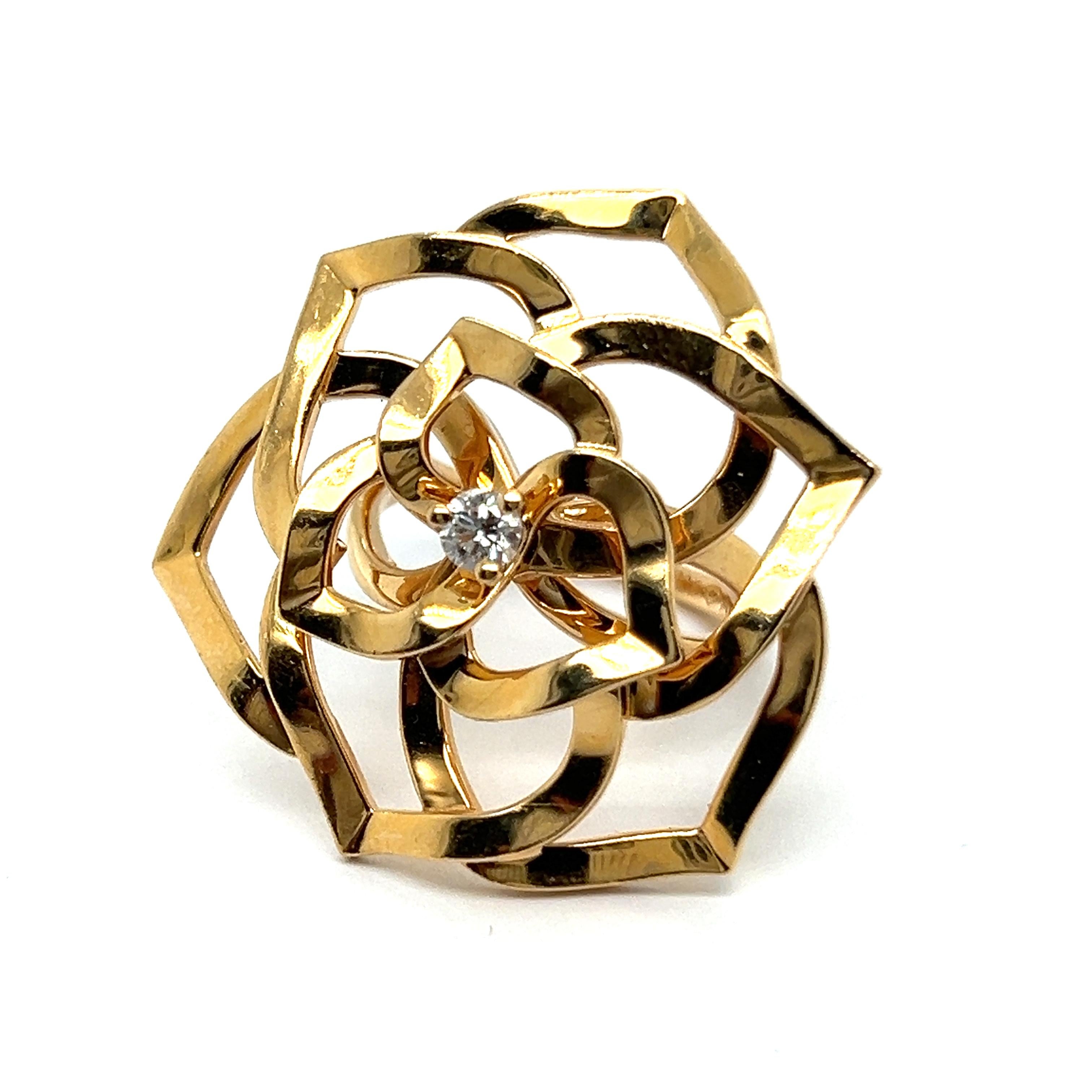 Piaget Rose Ring with Diamonds in 18 Karat Red Gold For Sale 7