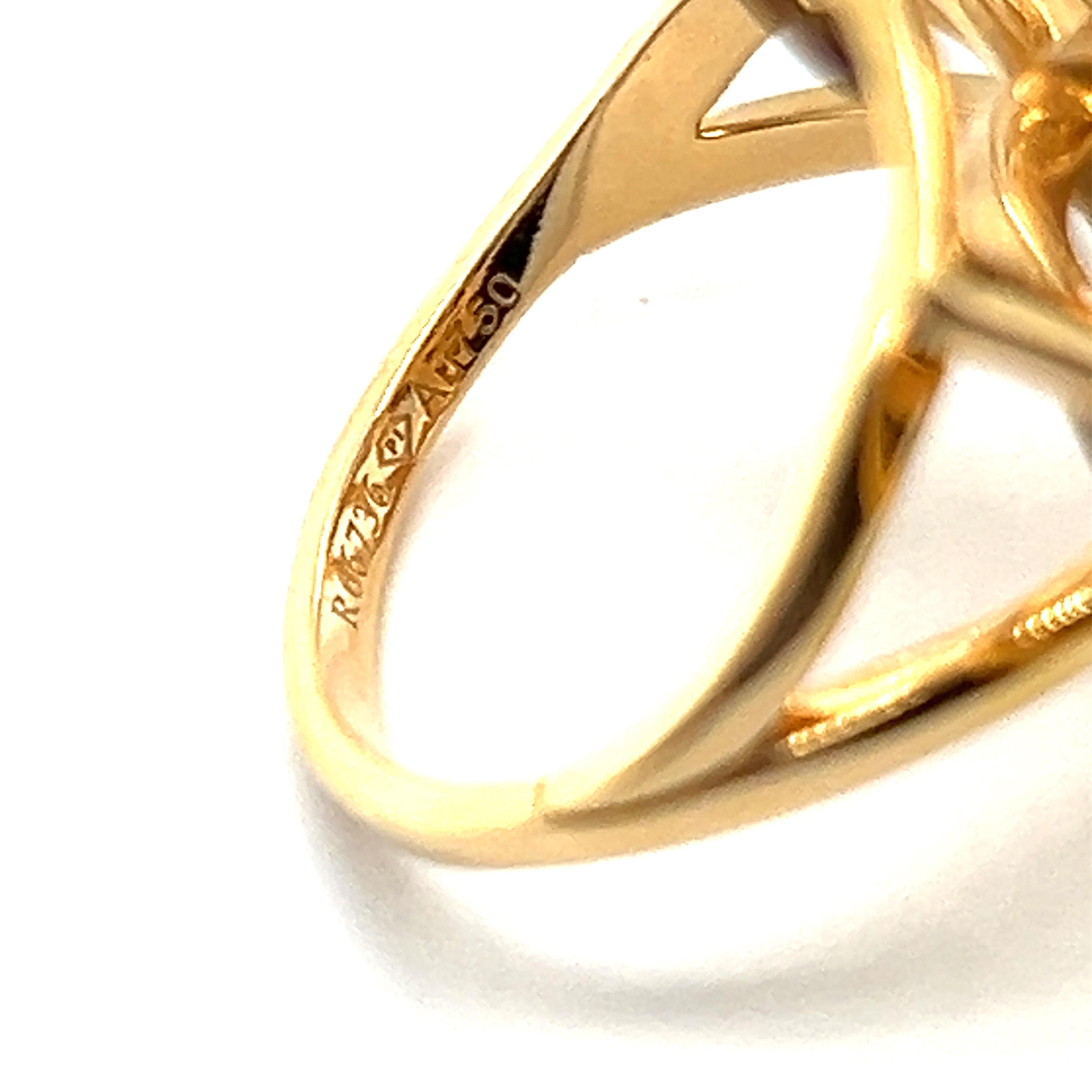 Artist Piaget Rose Ring with Diamonds in 18 Karat Red Gold For Sale