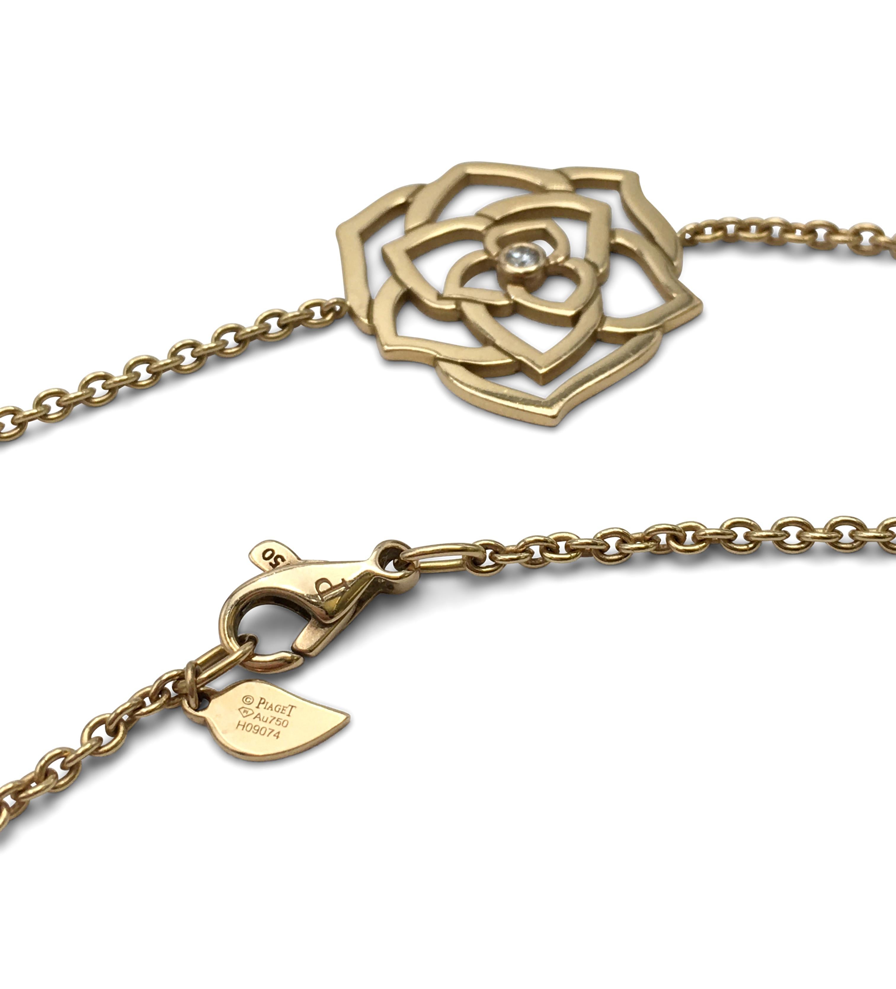 Round Cut Piaget 'Rose' Rose Gold and Diamond Openwork Long Necklace