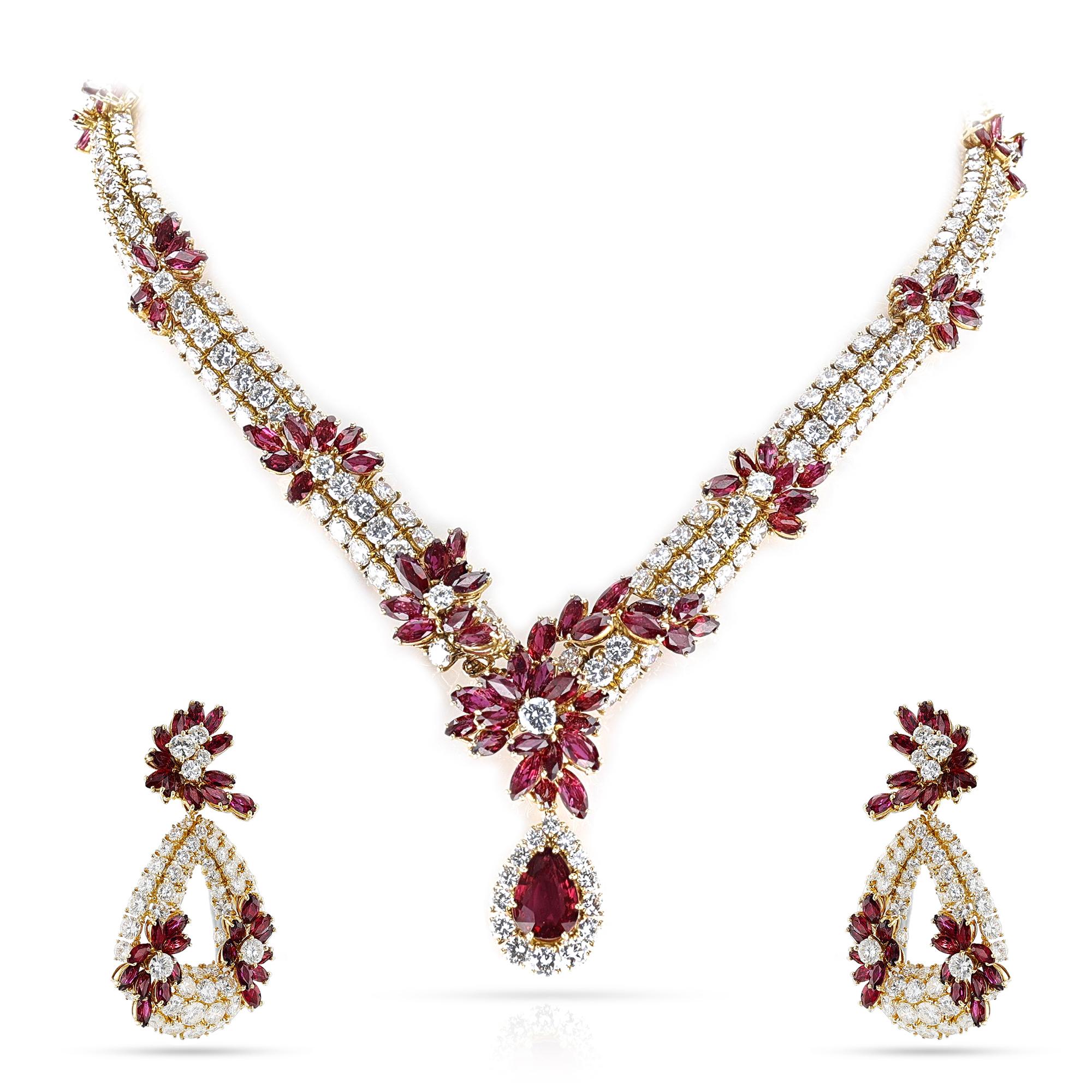 Piaget Ruby and Diamond Necklace and Earring Set 3