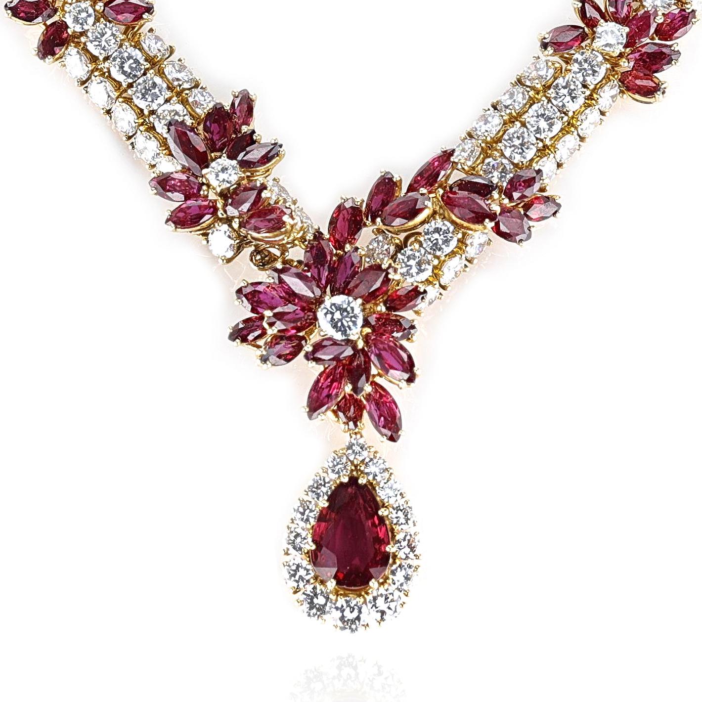 Piaget Ruby and Diamond Necklace and Earring Set 4