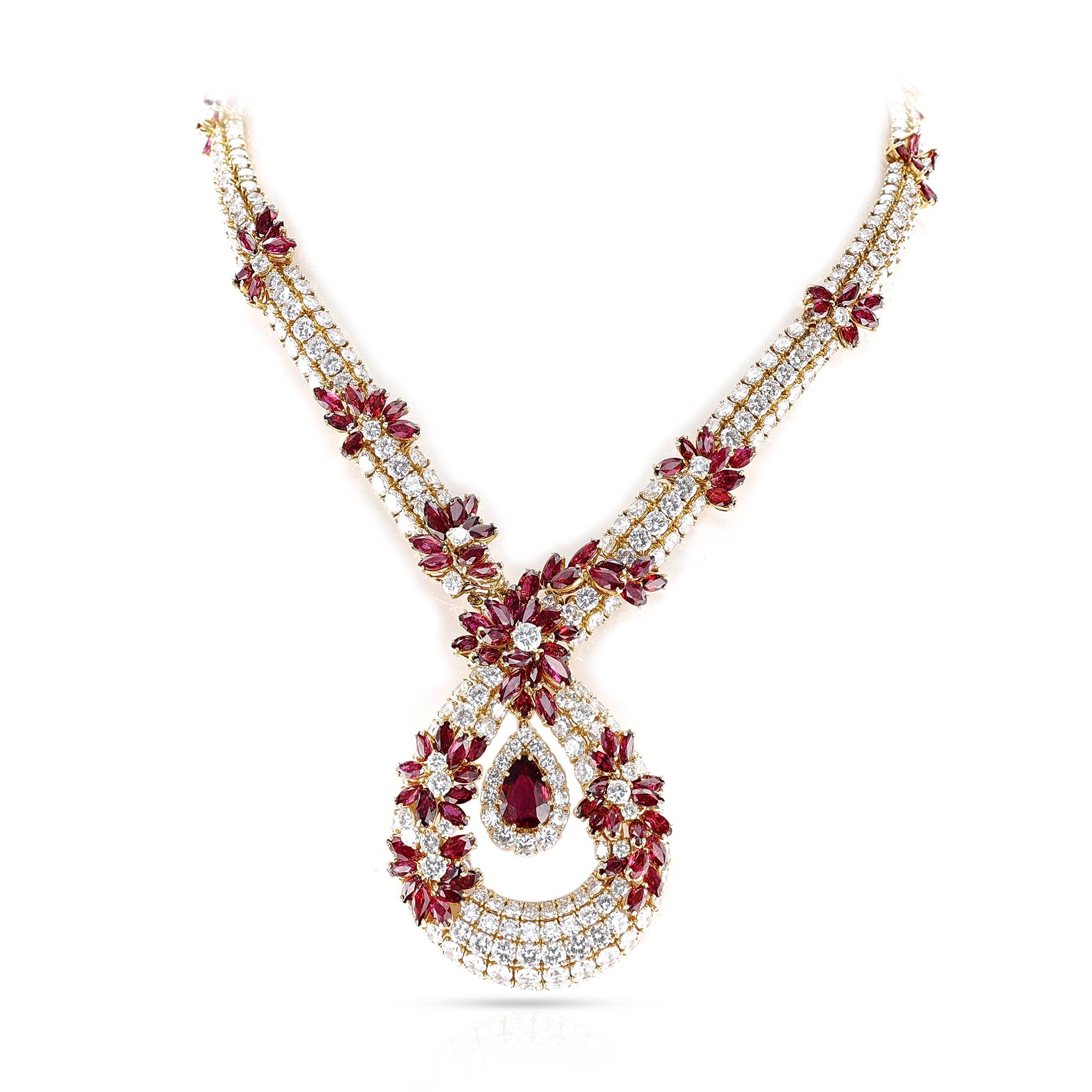 Piaget Ruby and Diamond Necklace and Earring Set 7