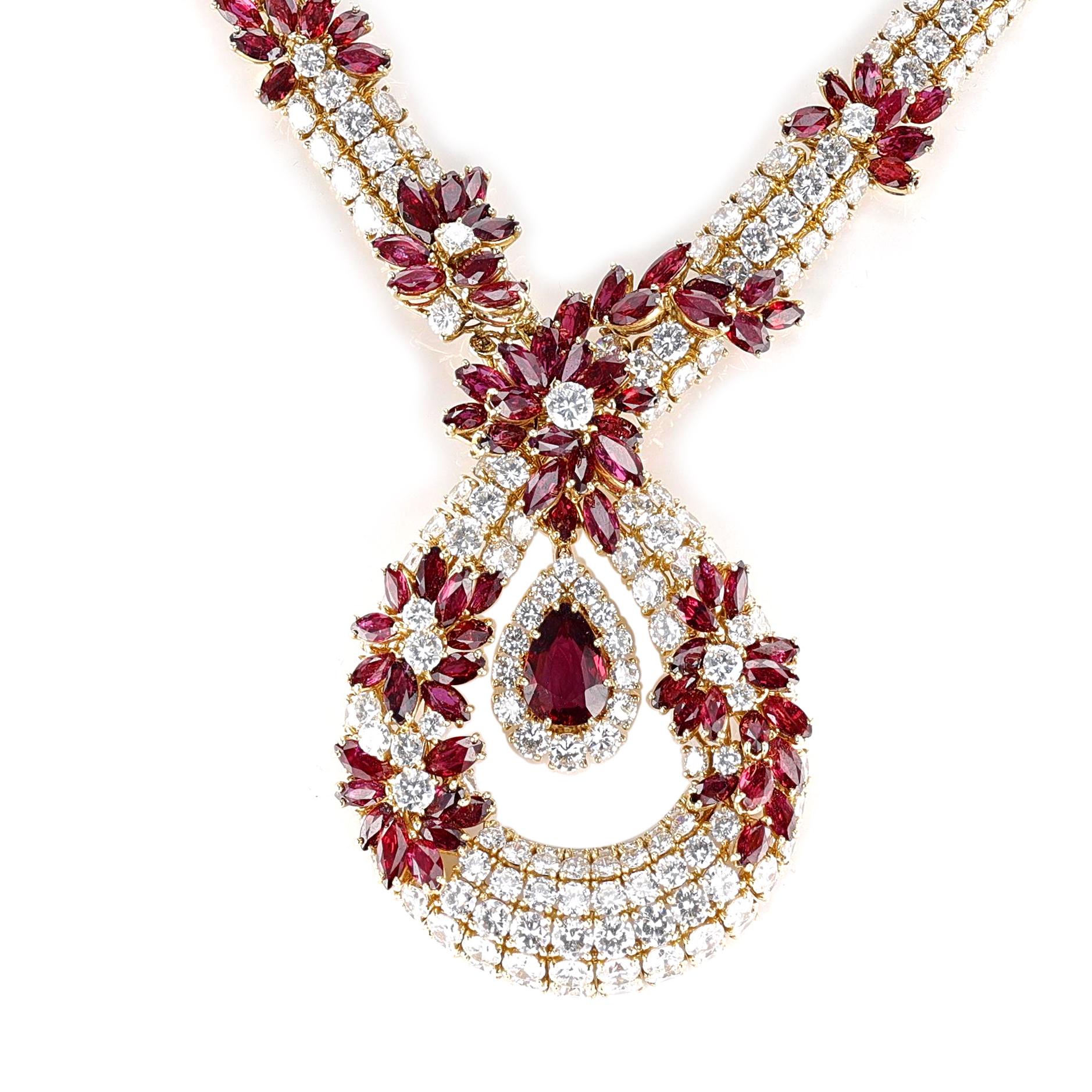 Piaget Ruby and Diamond Necklace and Earring Set 8
