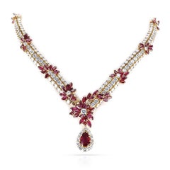 Piaget Ruby and Diamond Necklace and Earring Set