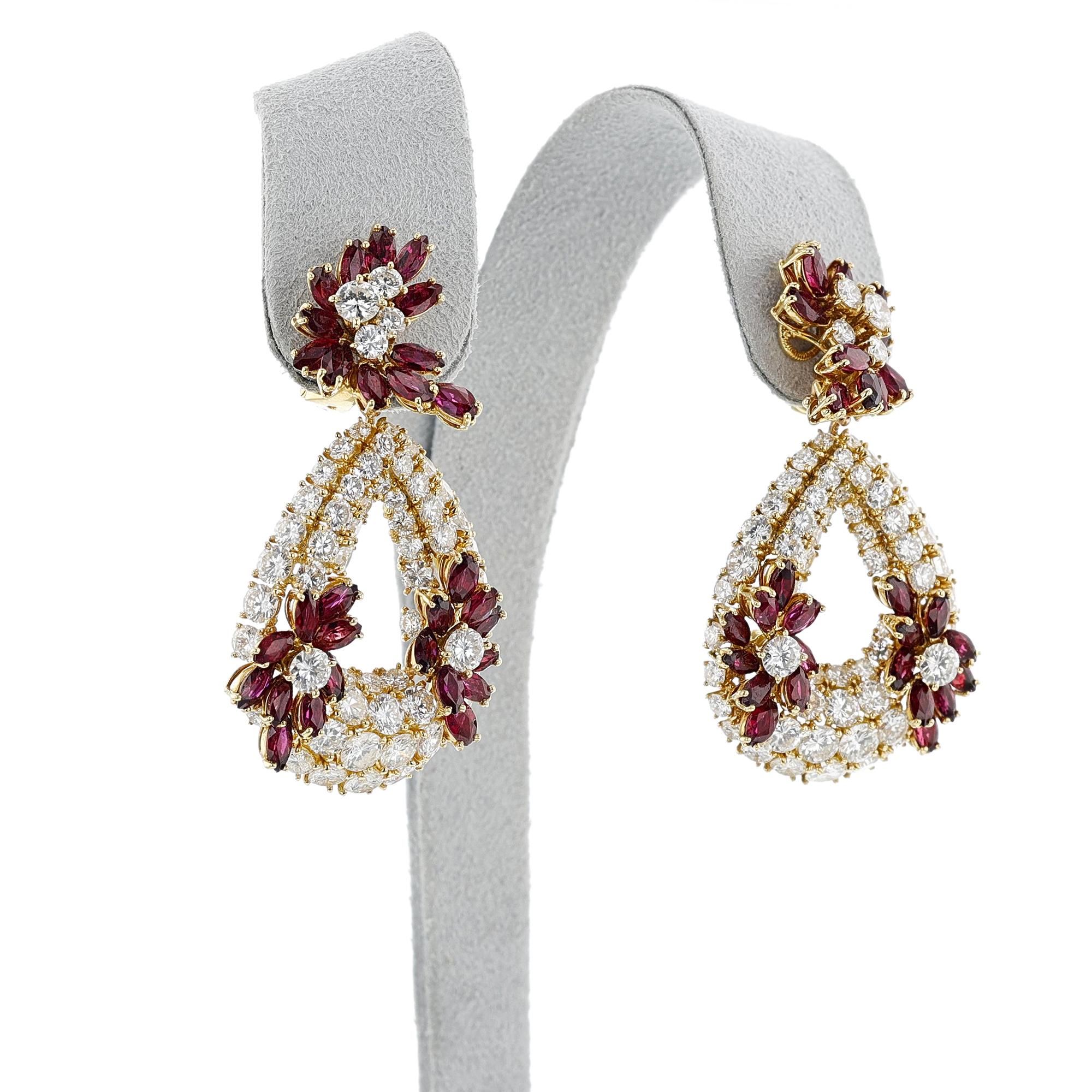 Women's or Men's Piaget Ruby and Diamond Necklace and Earring Set