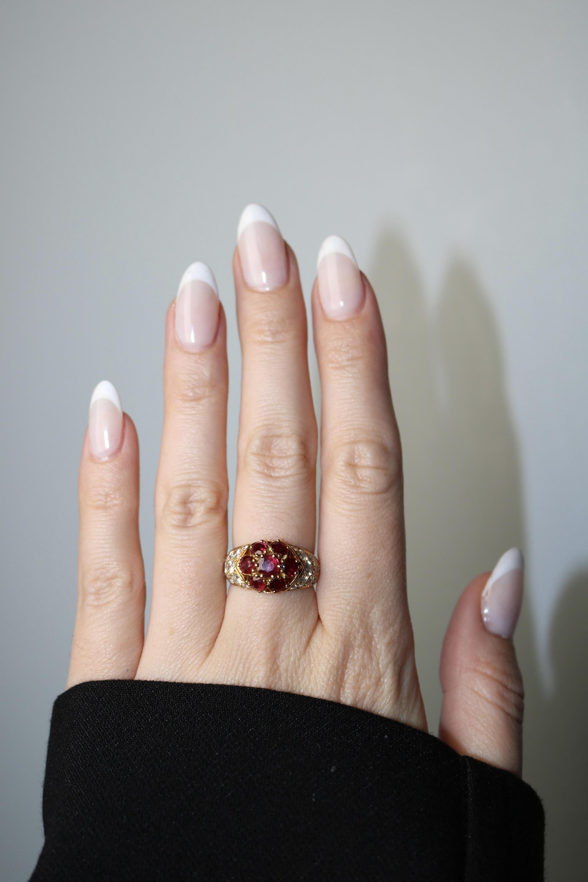 Piaget Ruby Diamond Cluster Ring 18k Yellow Gold Size 7.5 ~4.01ctw en vente 6