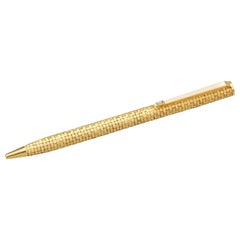 Piaget Sapphire and 18 Karat Gold Basket Weave Ballpoint Pen