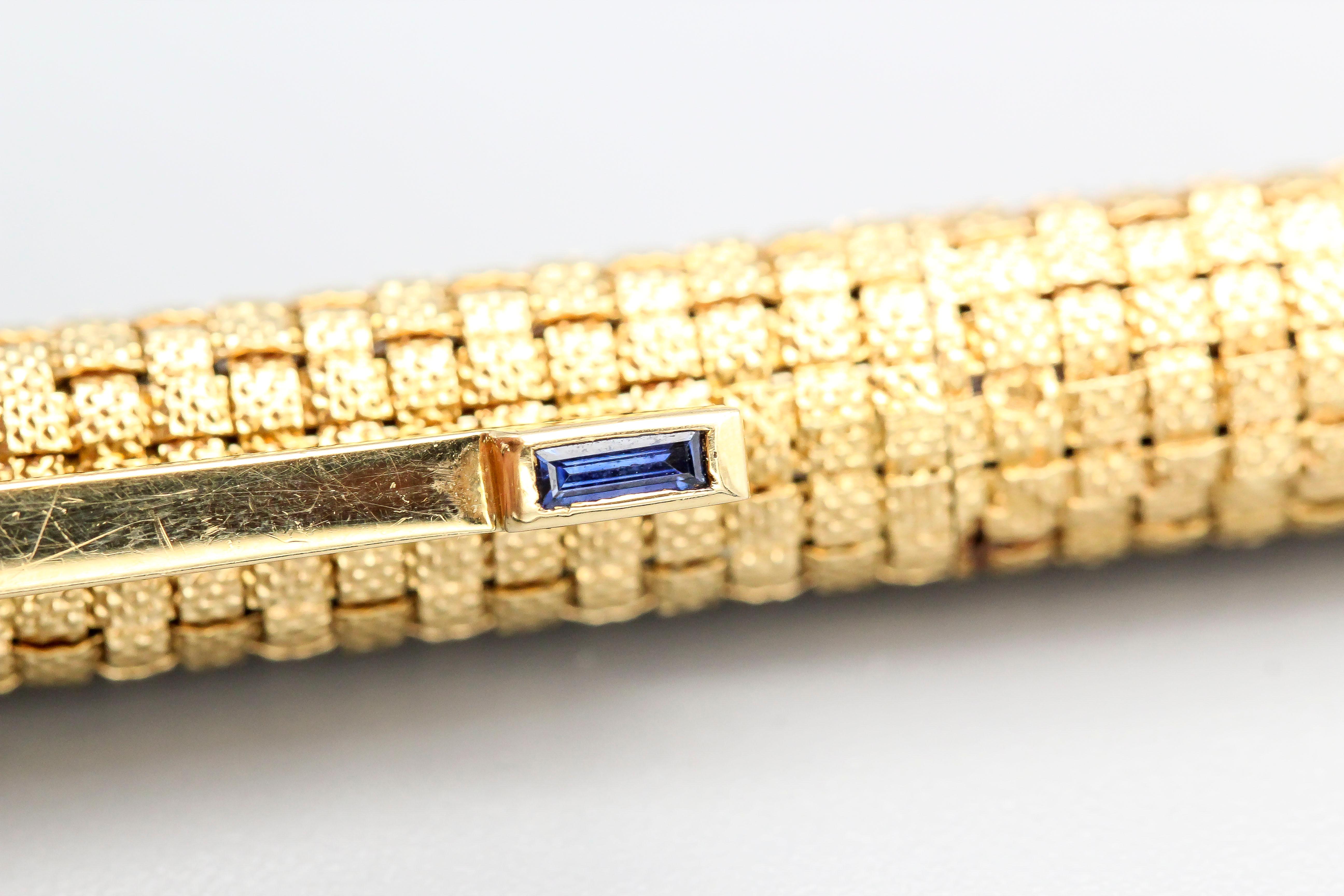 Contemporary Piaget Sapphire and 18 Karat Gold Basket Weave Ballpoint Pen