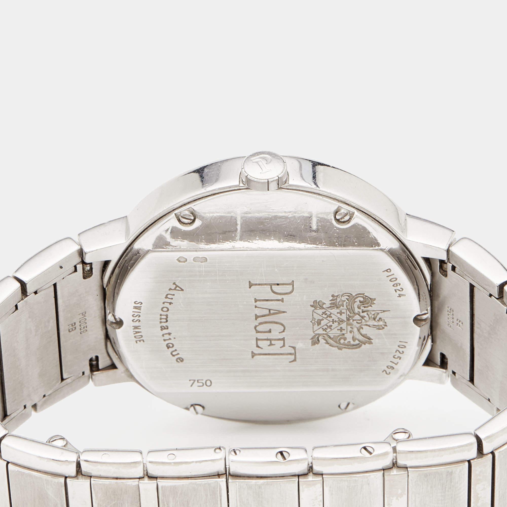 Contemporary Piaget Silver 18K White Gold Diamond Polo G0A33223 Men's Wristwatch 38 mm