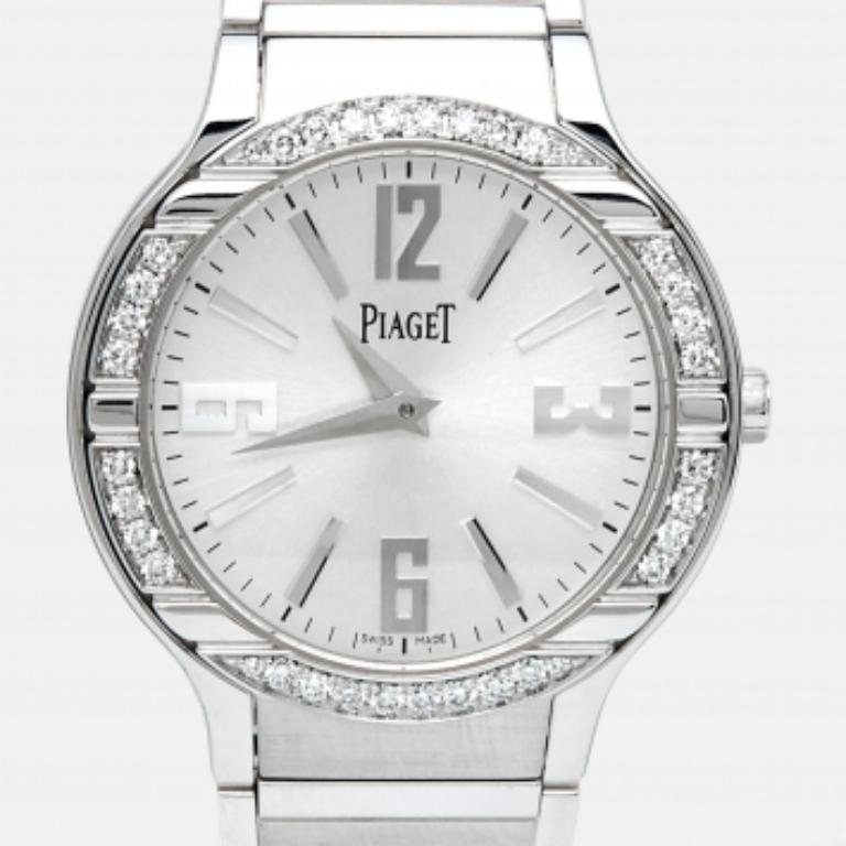 Reloj de pulsera de mujer Piaget Polo de diamantes de oro blanco de 18 quilates G0A36231 32 mm en venta 4
