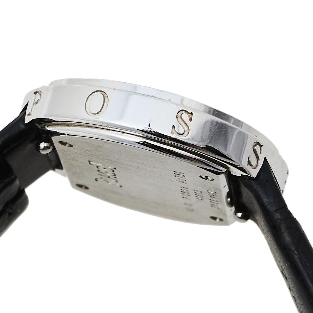 Piaget Silver 18K White Gold Leather Diamonds Women's Wristwatch 29 mm In Good Condition In Dubai, Al Qouz 2