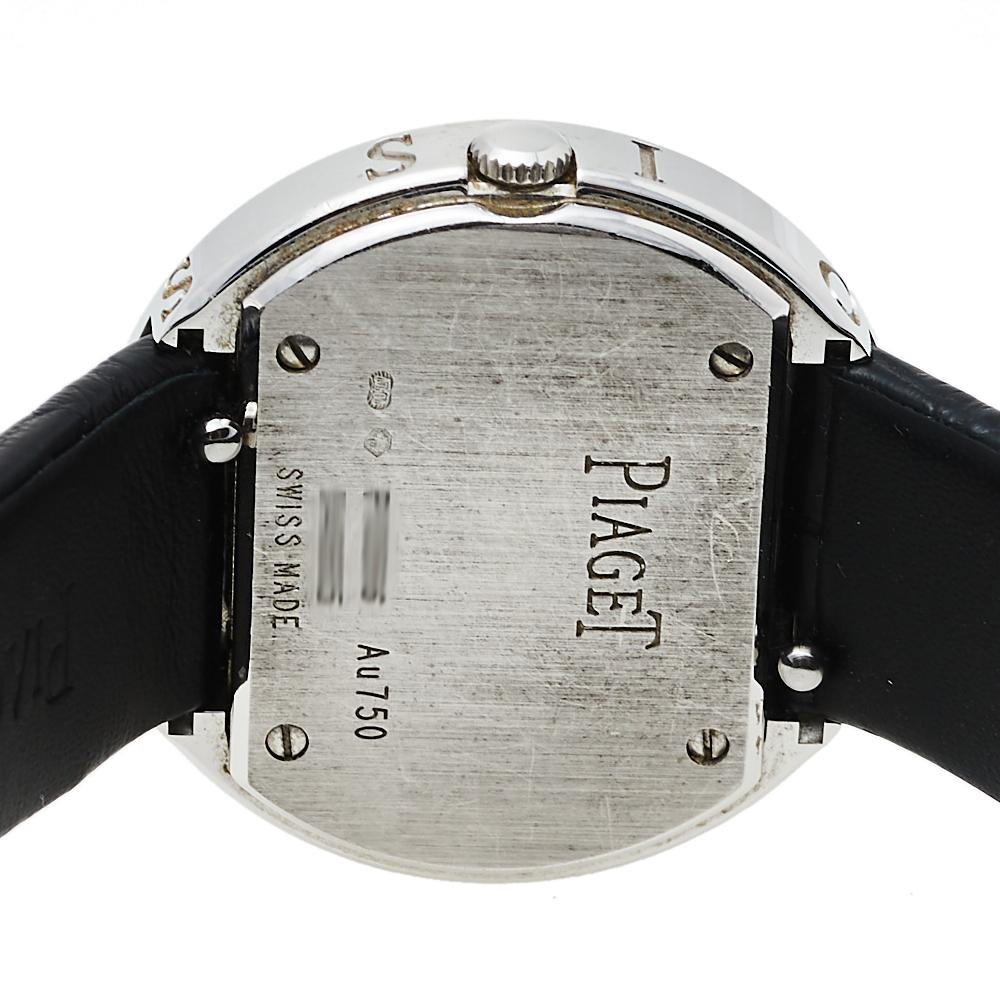 Piaget Silver 18K White Gold Leather Diamonds Women's Wristwatch 29 mm 3