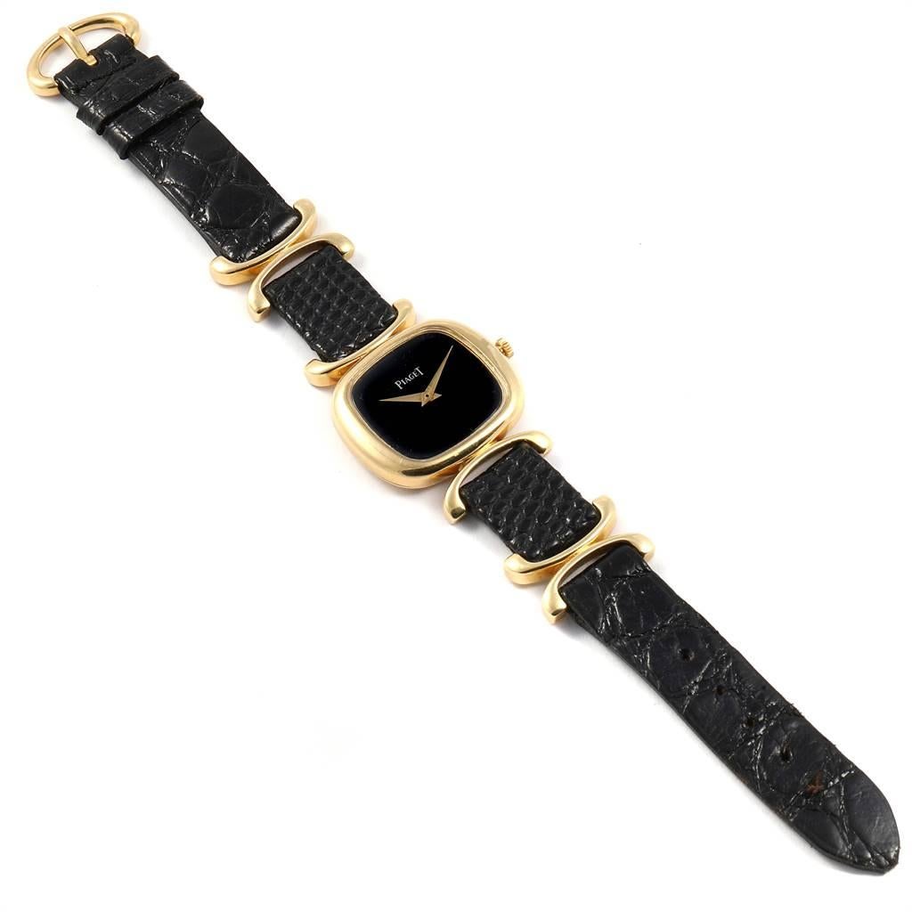 Piaget Solo Tempo Yellow Gold Black Onyx Dial Vintage Ladies Watch 9451 For Sale 3