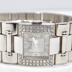 Piaget Square Dancer with Diamond Bezel 18K Solid White Gold Watch