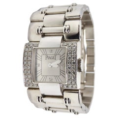 Piaget Square Dancer with Diamond Bezel 18K Solid White Gold Watch