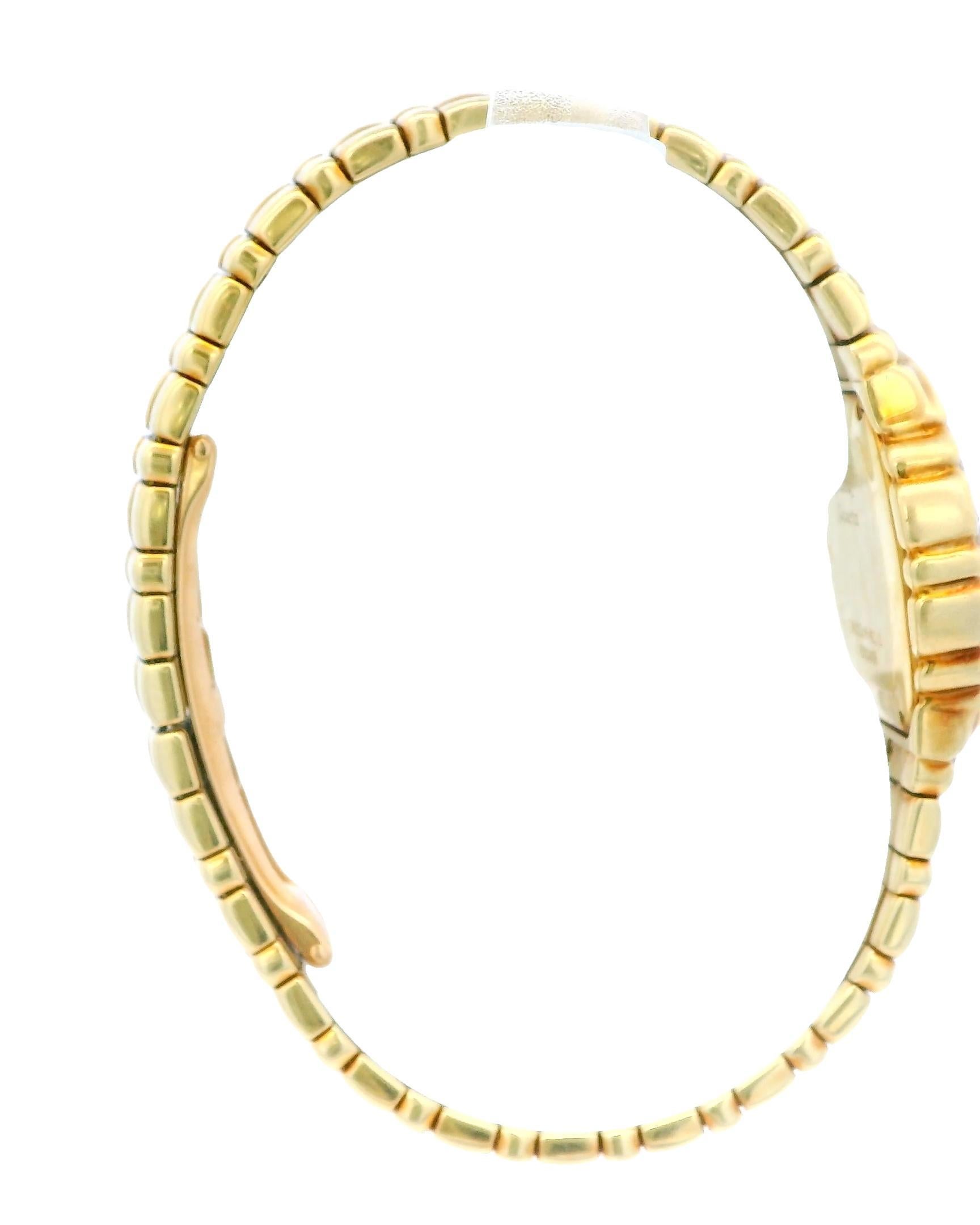 Piaget Tanagra 16033M401D Diamond Bezel 18k Yellow Gold Watch In Excellent Condition For Sale In Great Neck Plaza, NY