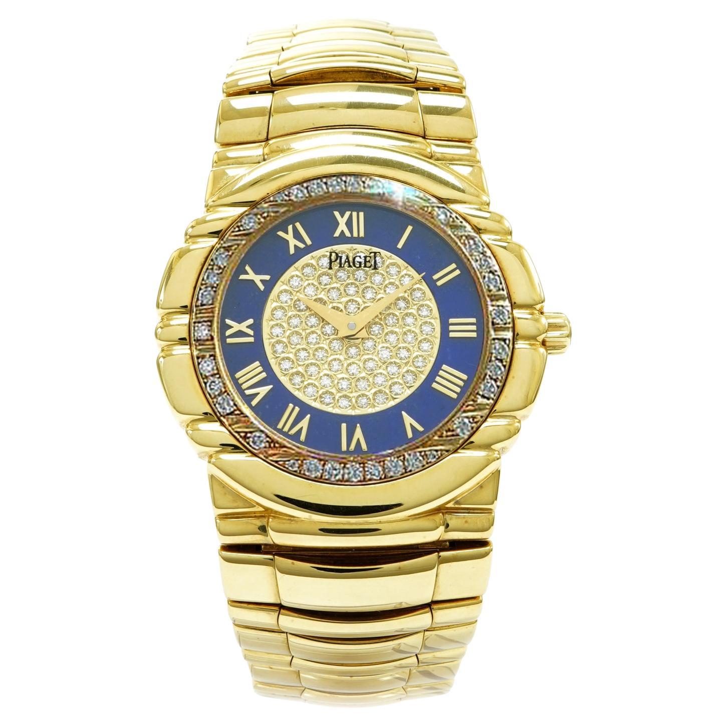 Reloj Piaget Tanagra Diamante Esfera Azul Bisel Diamante Oro Amarillo 17041 M 401D en venta