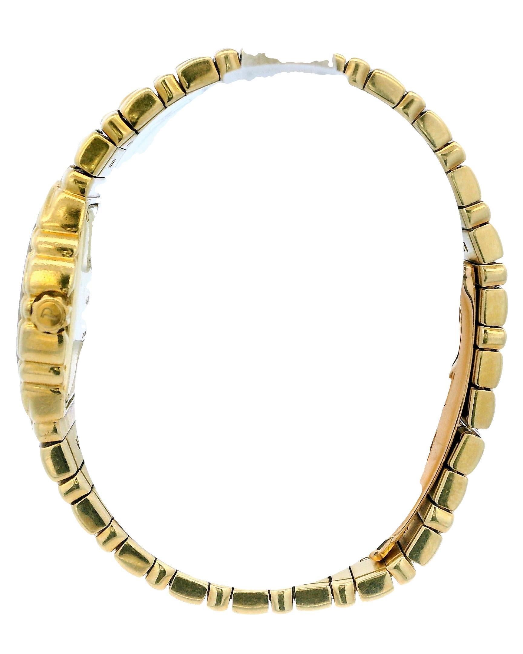 Women's Piaget Tanagra GOA15262 18K Yellow Gold Pave Dial & Sapphire Ladies Watch For Sale